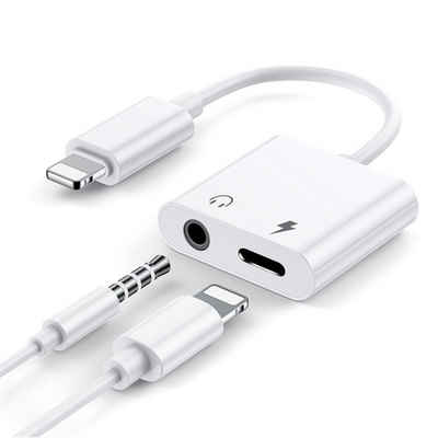 TradeNation »Apple IPhone Lightning Audio Adapter Splitter auf Klinke Aux Kopfhörer Weiß« Smartphone-Adapter Lightning zu 3,5-mm-Klinke, Lightning, Lightning Adapter