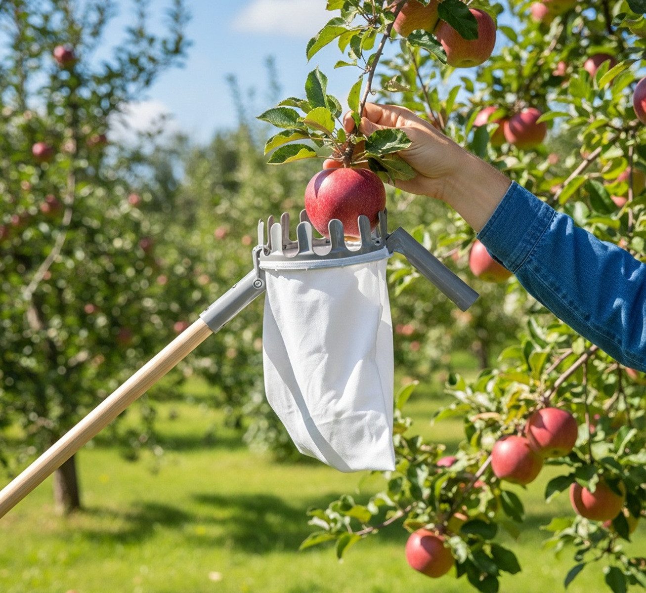 XCLOU Obstpflücker mit Leinenbeutel & Stahlfangkrone - Erntehelfer für den Garten, (1-St)