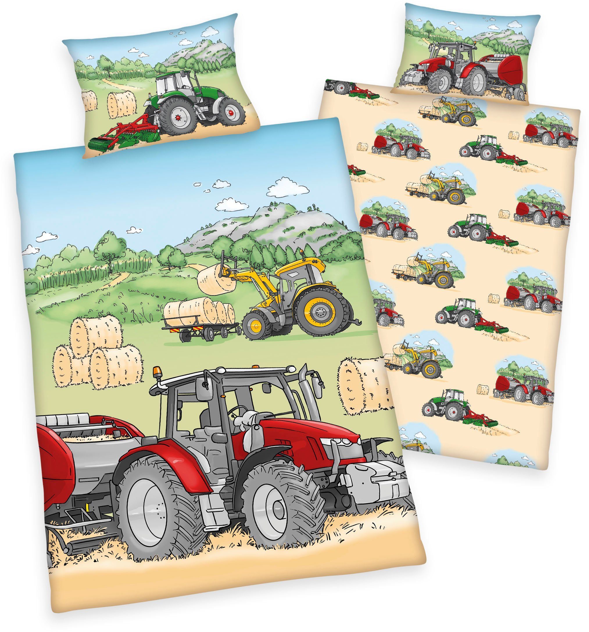 Herding Young Collection Babybettwäsche Traktor Flanell-Bettwäsche "Made in günstig online kaufen