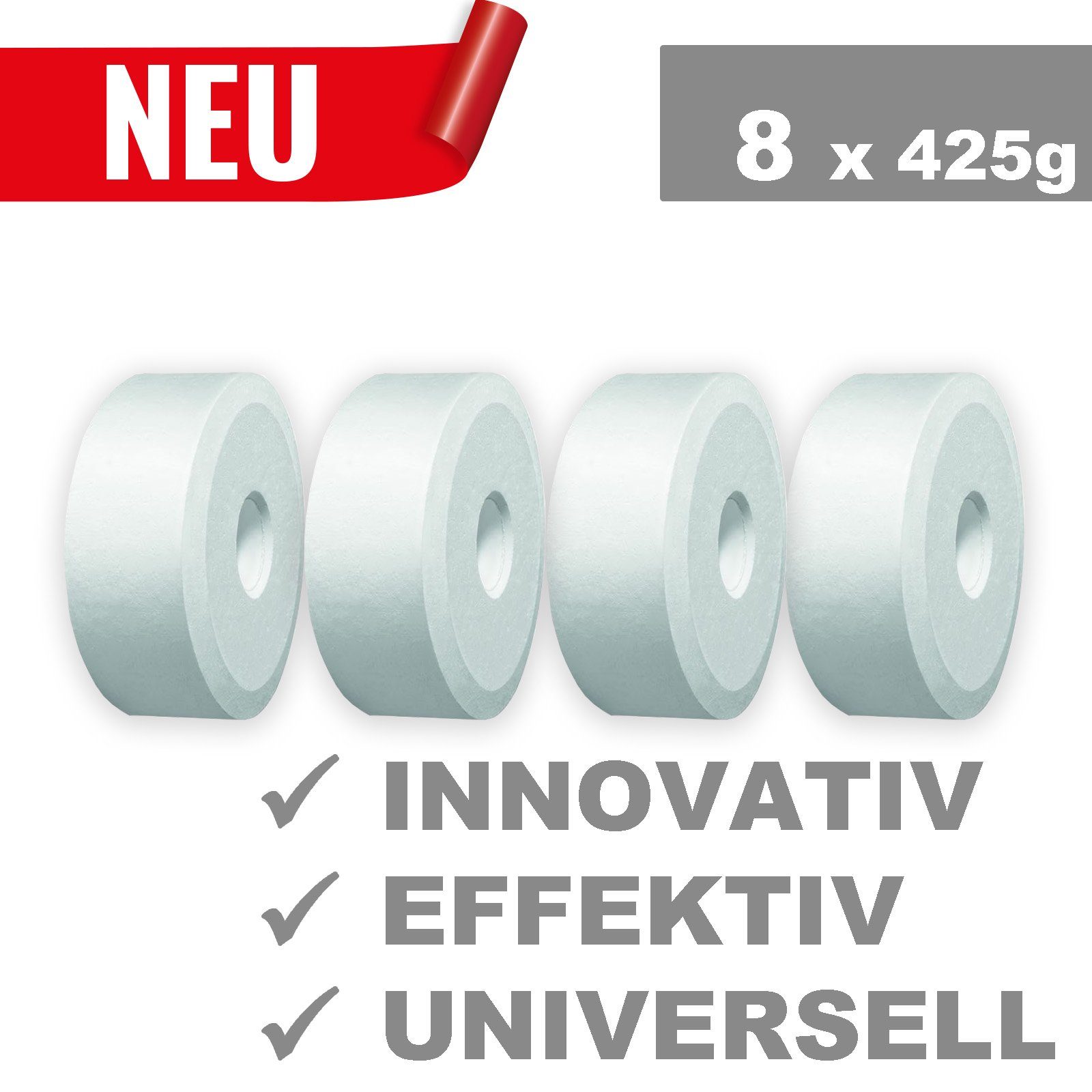 BlueCraft Luftentfeuchter-Nachfüllpack Nachfüller Schlafzimmer Wohnung  gegen Schimmel, Entfeuchter Granulat Tabs mit Loch 8x 425g für  Raumentfeuchter, Das Granulat arbeitet geräuschlos und ist sofort  einsatzbereit!