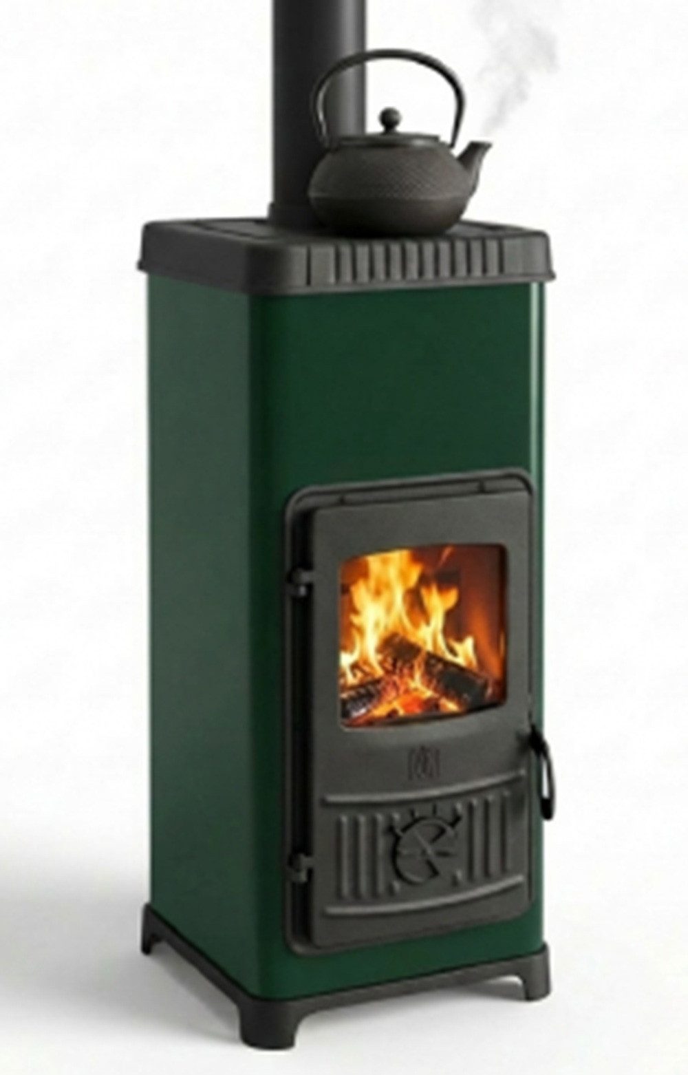 Plamen Kaminofen Dora 10N mit Herdplatte, grün, 7,20 kW
