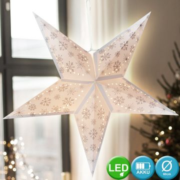 etc-shop LED Dekolicht, LED-Leuchtmittel fest verbaut, Warmweiß, LED Weihnachtsstern Dekoleuchte gold Schneeflocke D 60 cm