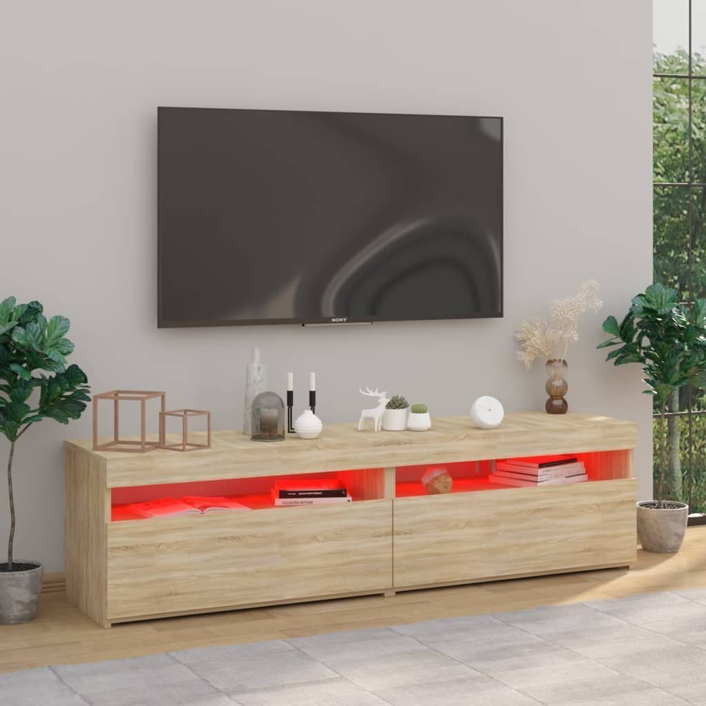 vidaXL TV-Schrank TV-Schränke LED-Leuchten 75x35x40 Lowboard L 2 cm Stk mit Sonoma-Eiche