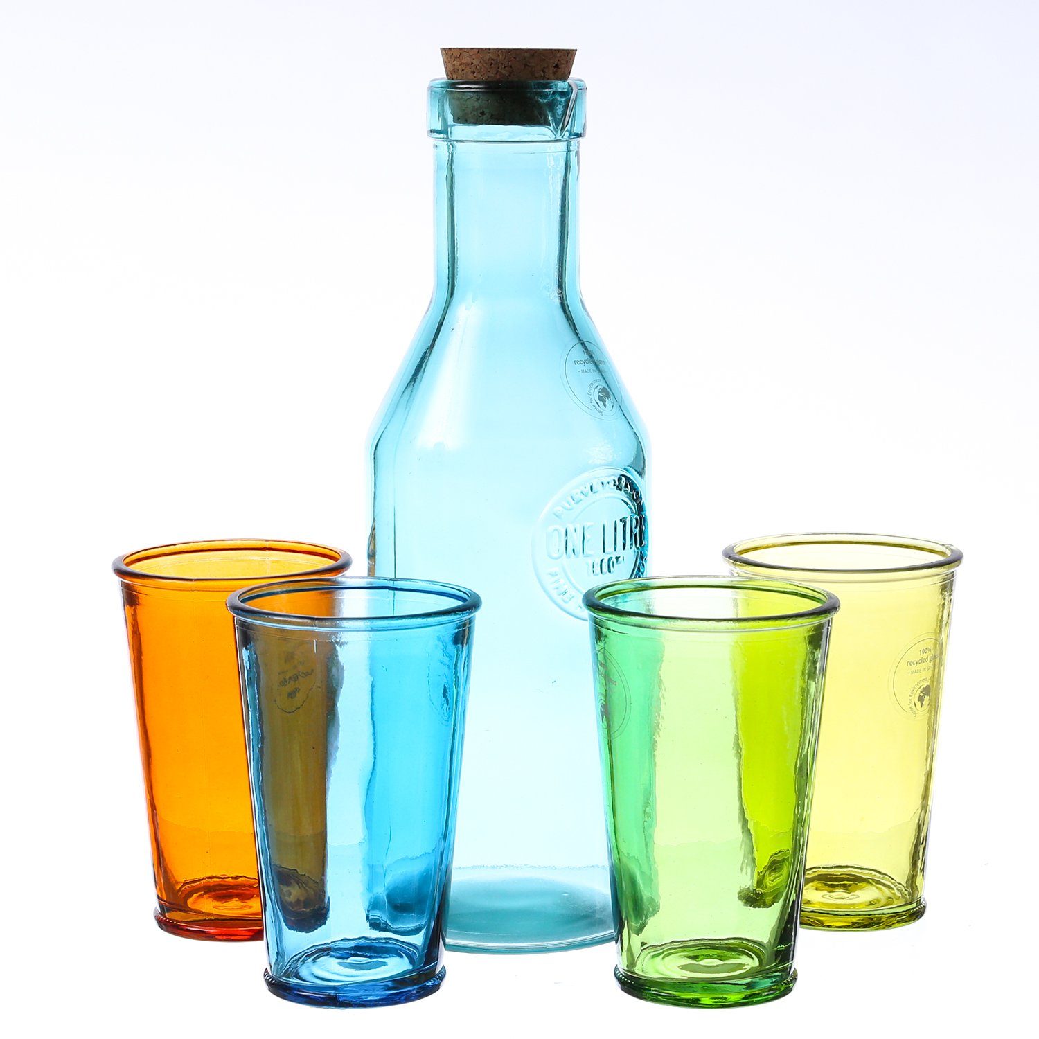 Gläser-Set Gläser-Set bunt 5tlg. Getränke Karaffe Trinkgläser Wassergläser