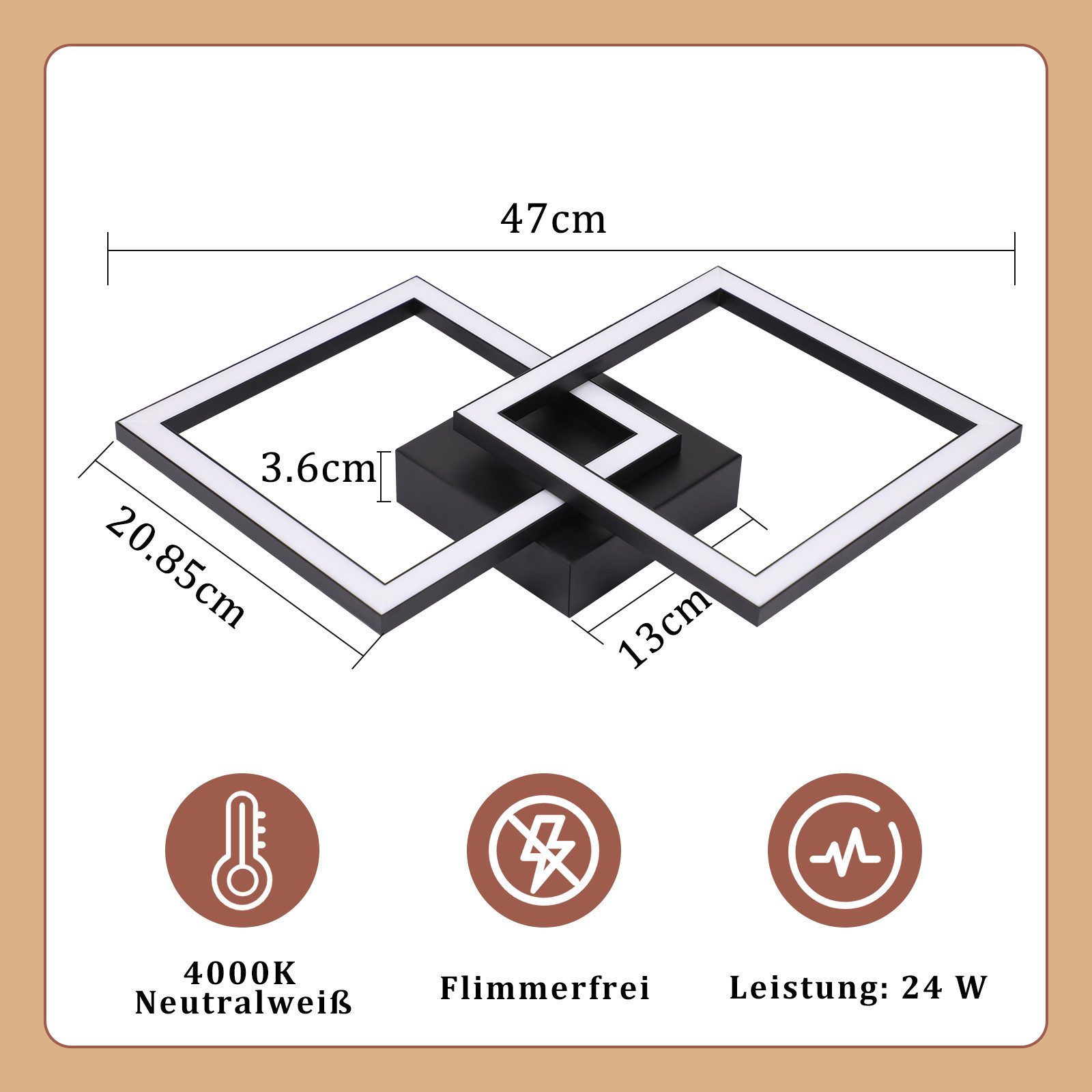 ZMH LED Deckenleuchte Whonzimmer Modern 2 Flammig 24W Deckenlampe Schlafzim günstig online kaufen