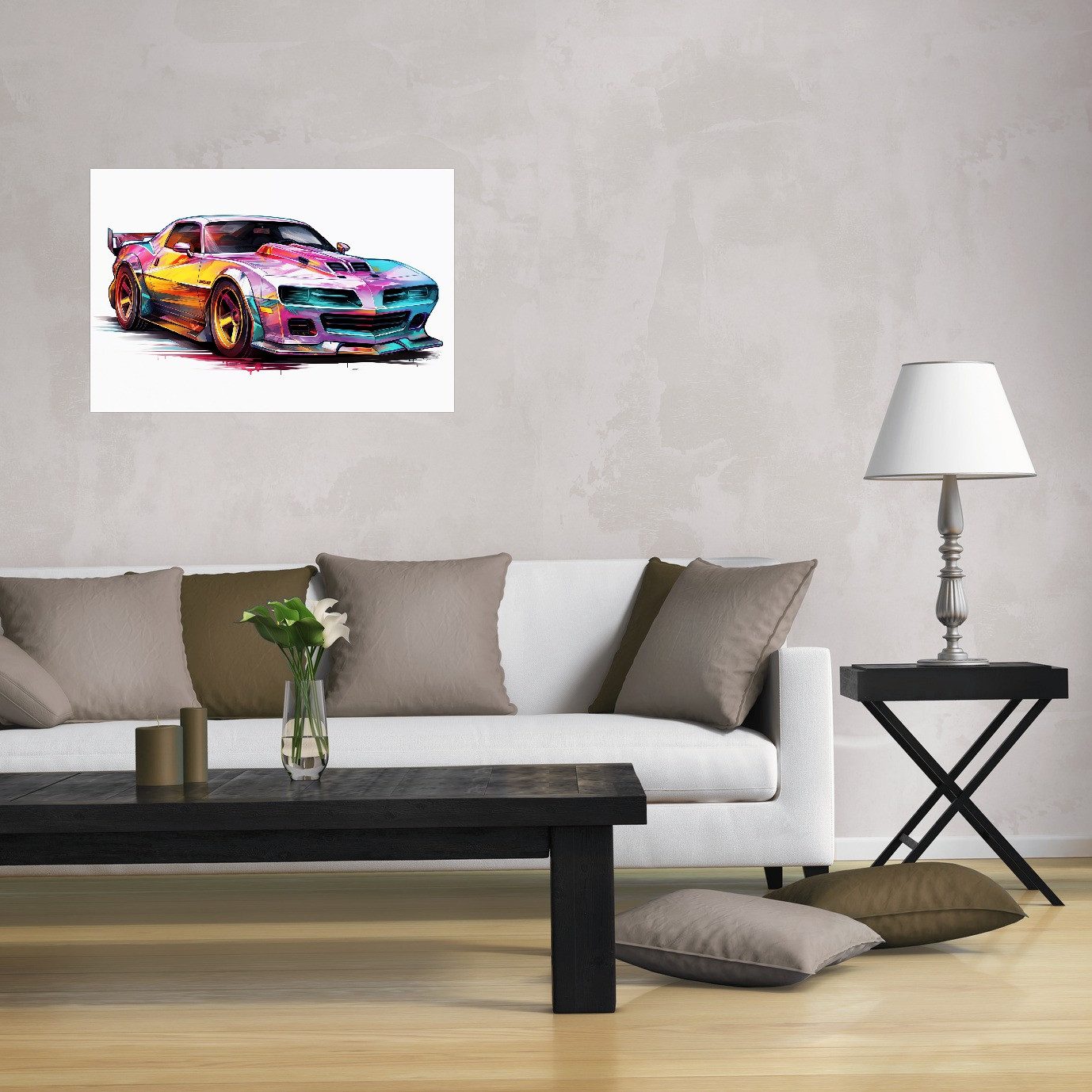 Wallario Poster, Buntes Muscle Car, in verschiedenen Ausführungen