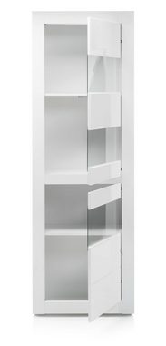 Furn.Design Stauraumvitrine Nobile (Vitrine in weiß, 2-türig, 66x198 cm) Hochglanz, mit Soft-Close