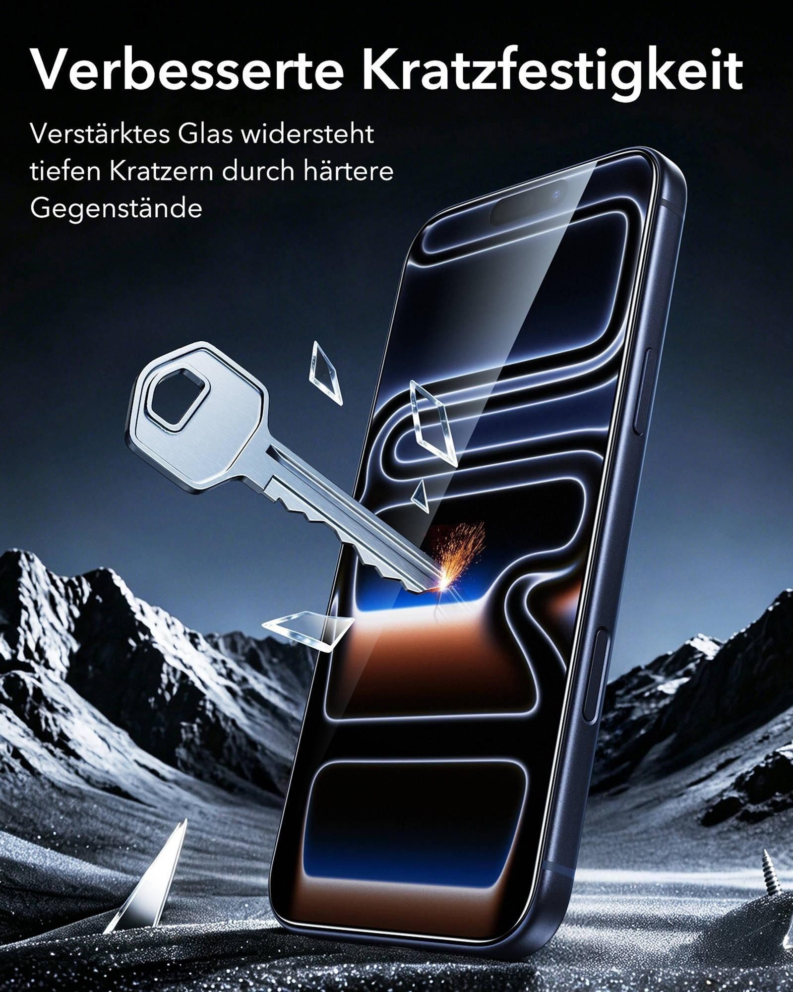 ESR Displayschutzglas Armorite Displayschutz für das iPhone 18 Pro für Apple iPhone 18 Pro/17 Pro, 9H-Härte, 7-fache Stoßdämpfung, UltraFit Aufbringhilfe – Bild 5 von 5