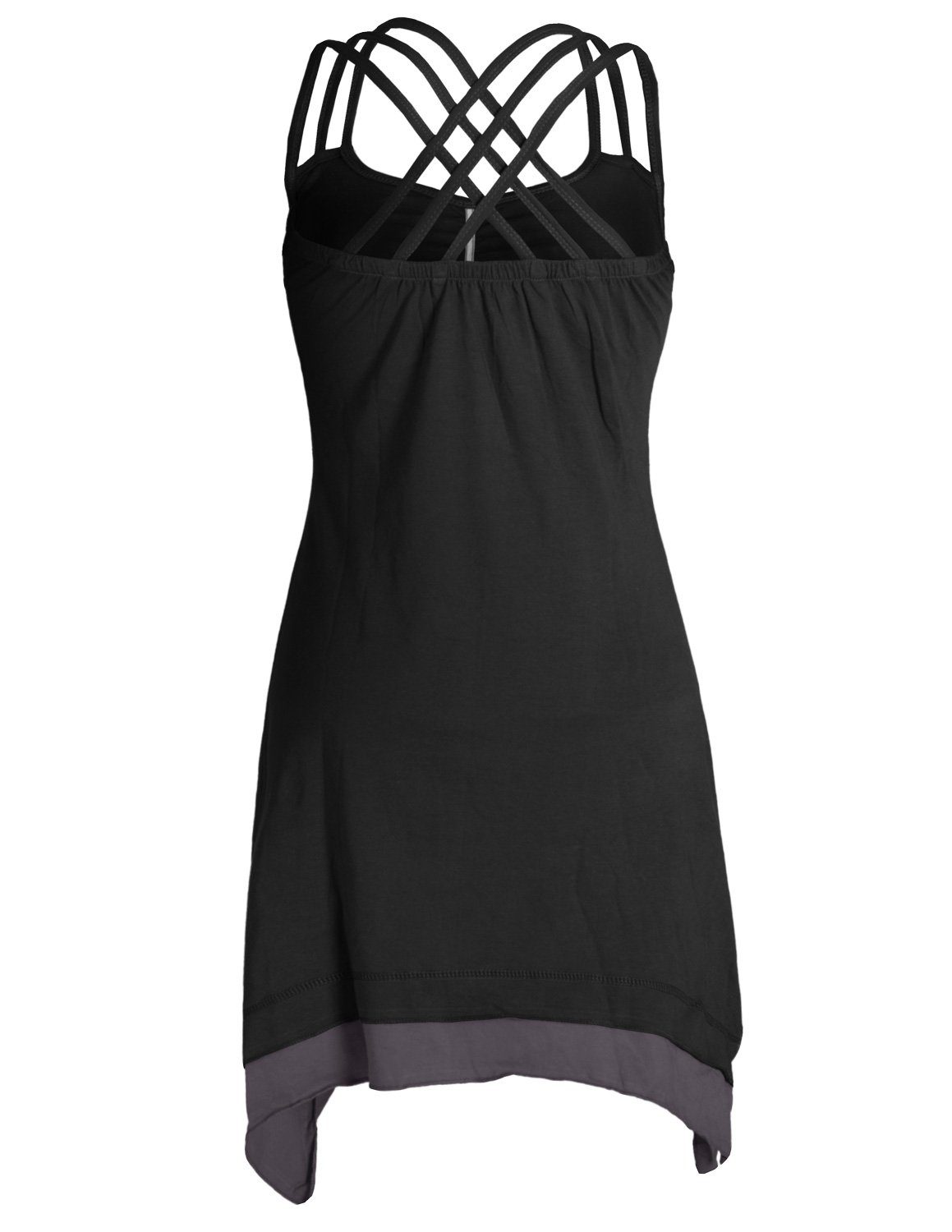 Trägerkleid Lagenlook Elfen, Organic Sommerkleid Vishes schwarz Zipfeln Boho Hippie, mit Style Cotton