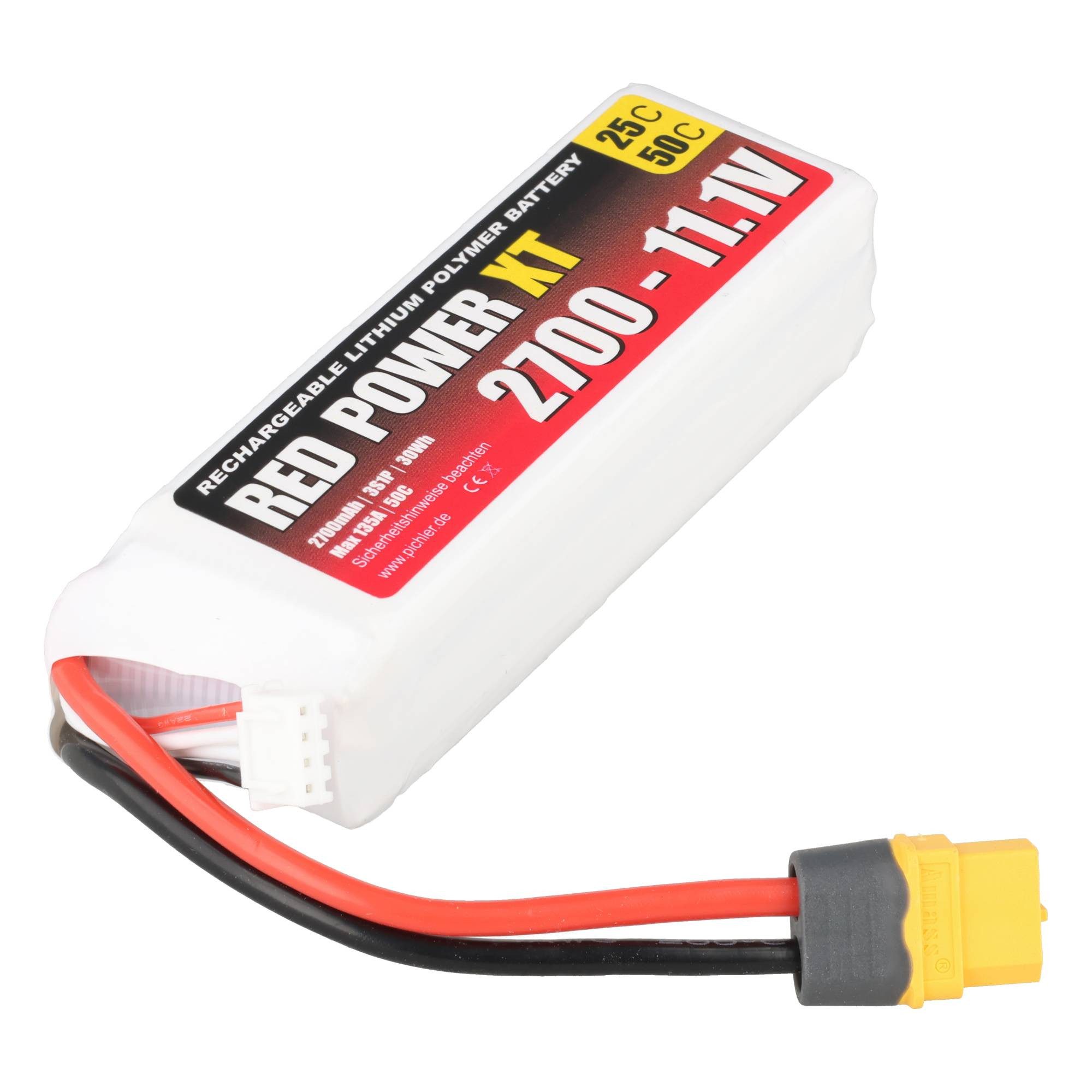 PICHLER Pichler RED POWER XT LiPo Akku 2700 mAh – 11,1 V 3S1P mit XT60 Stecke Akku 2700 mAh (11,1 V)