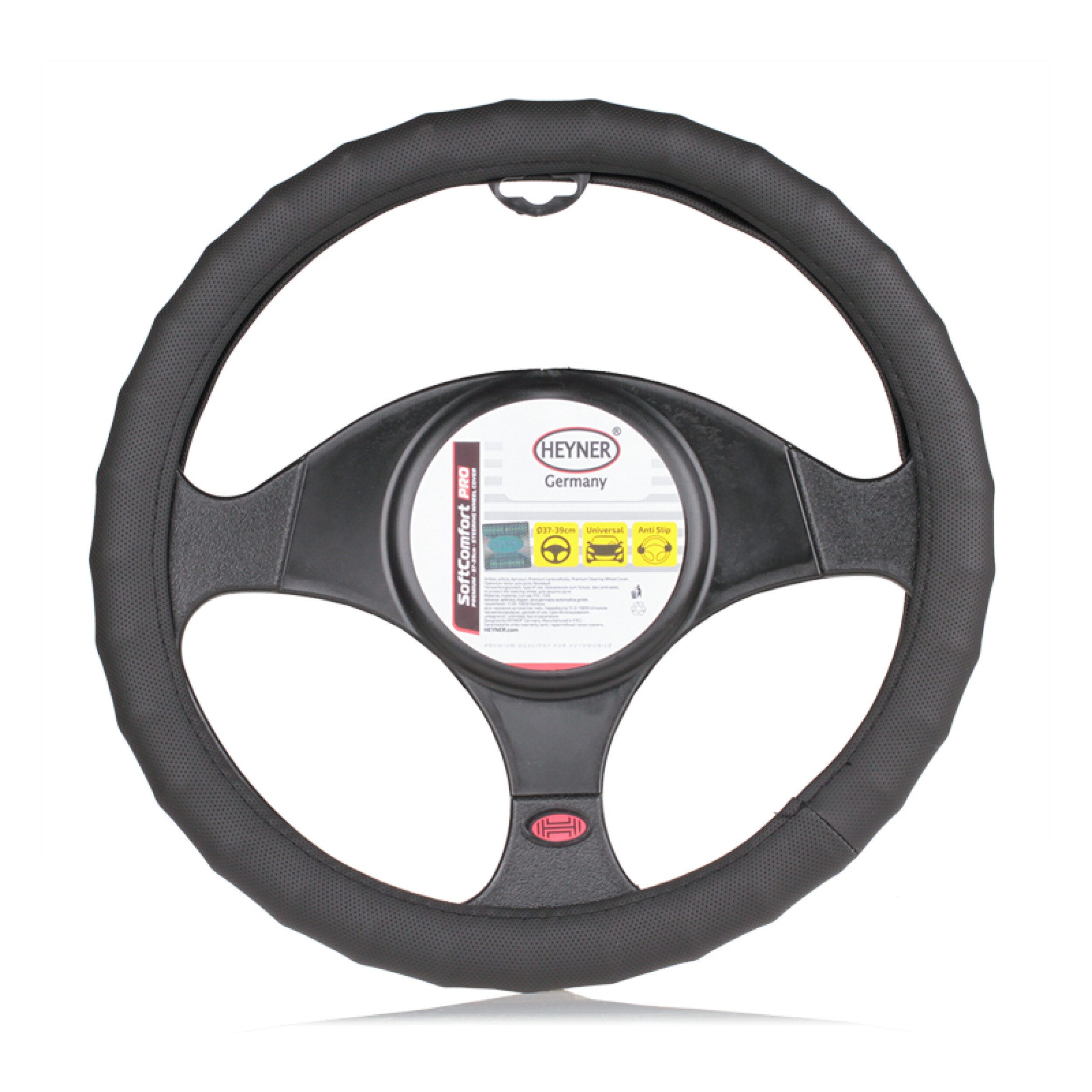 HEYNER Lenkradbezug Lenkradhülle Auto 37–39 cm, schwarz, weich perforiert mit Punkt‑Design, (1-tlg)