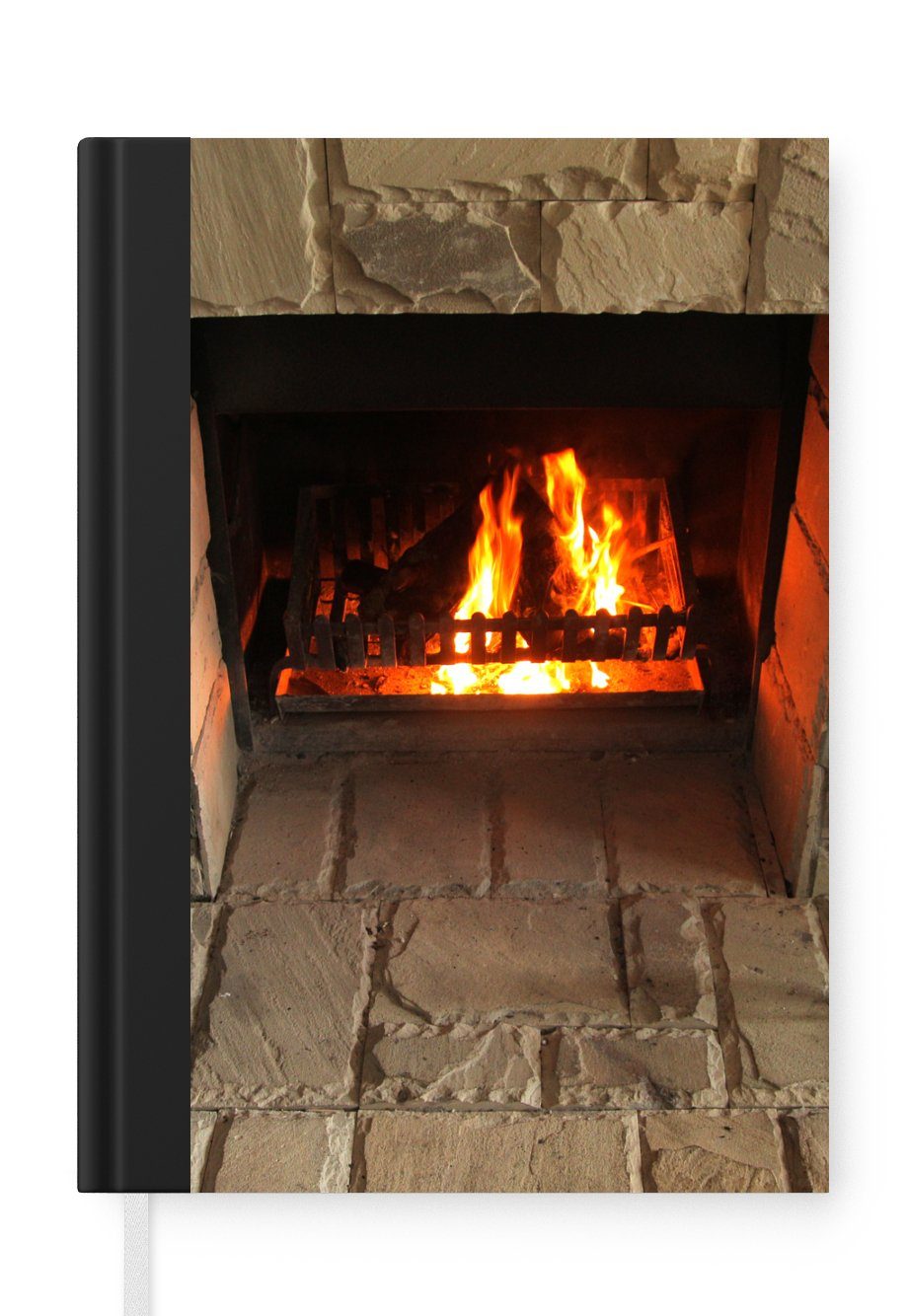 Feuerstelle Steinmauer, Notizbuch Seiten, einer A5, in Tagebuch, Merkzettel, Journal, MuchoWow Notizheft, 98 Haushaltsbuch