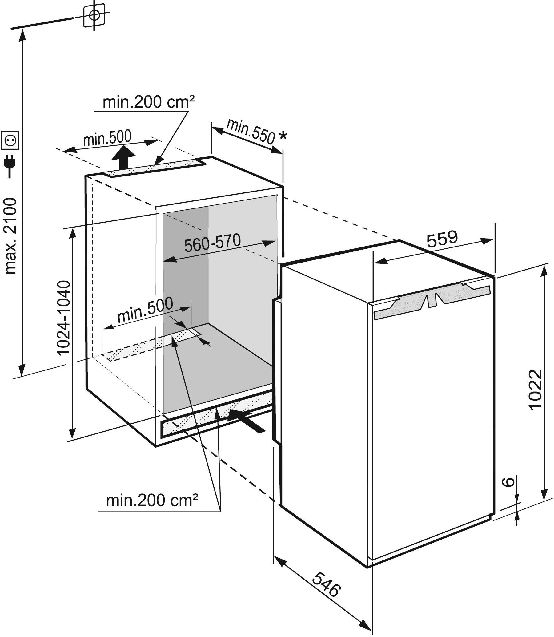 Liebherr Einbaukühlschrank breit 55,9 102,2 4020_991585151, cm cm hoch, IRe