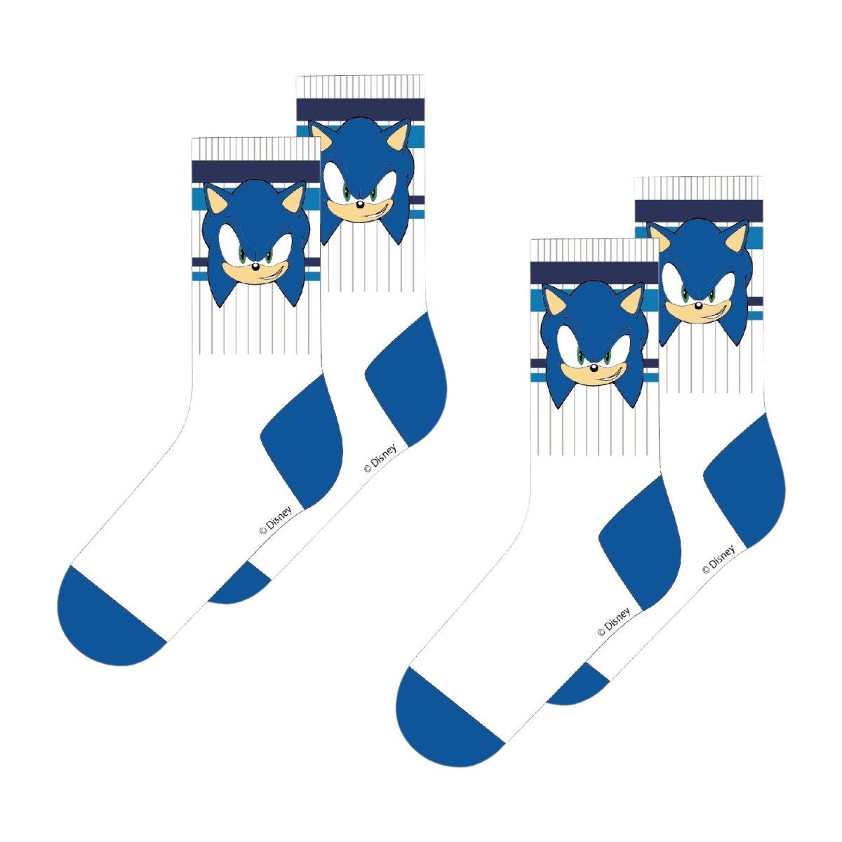 Sonic The Hedgehog Socken Kinder 2er Set Weiß Baumwollsocken Jungen Freizeit Sport Schule