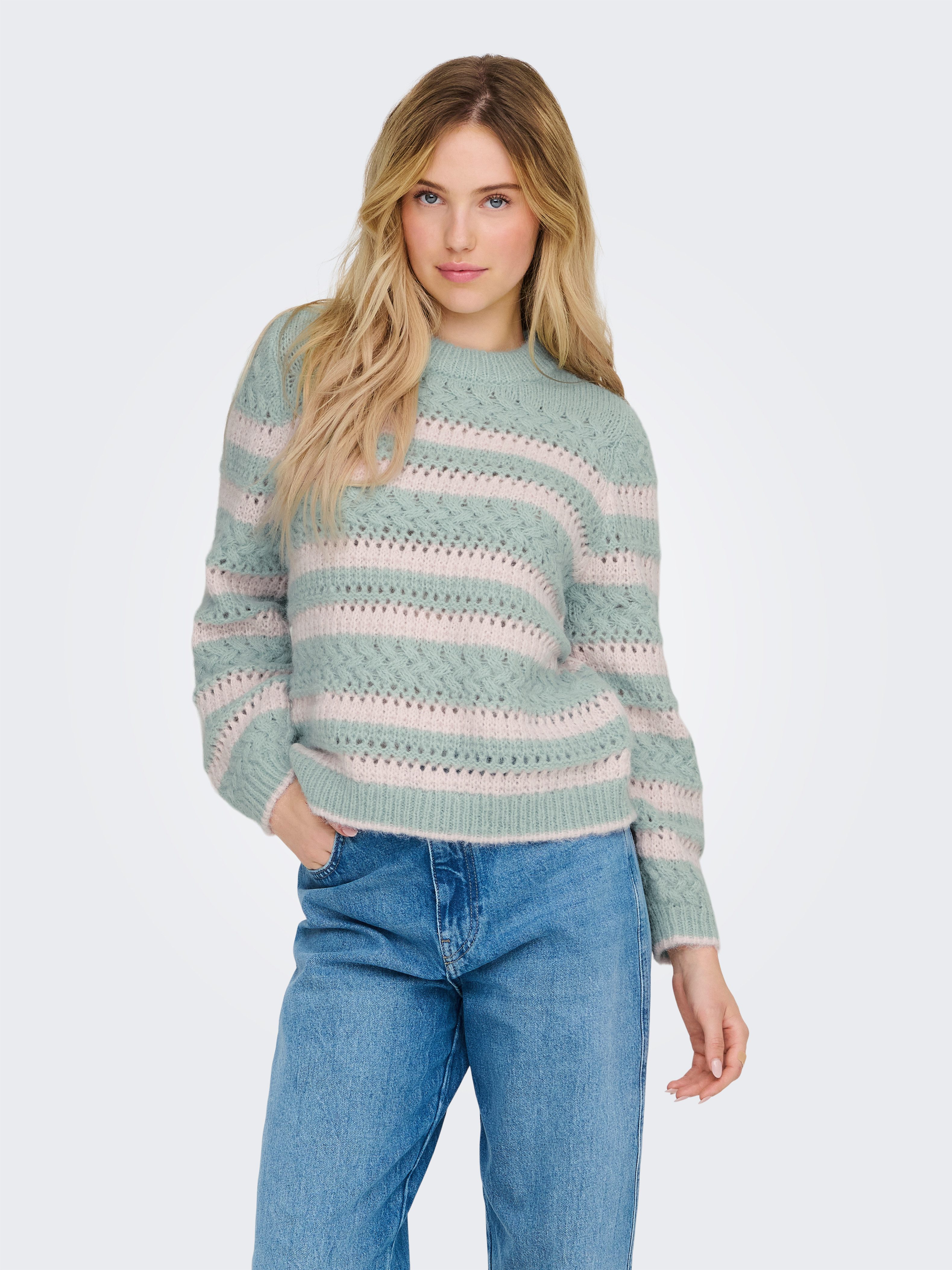 Rundhalspullover ONLKIMA LS LIFE STRIPE O-NECK CC KNT