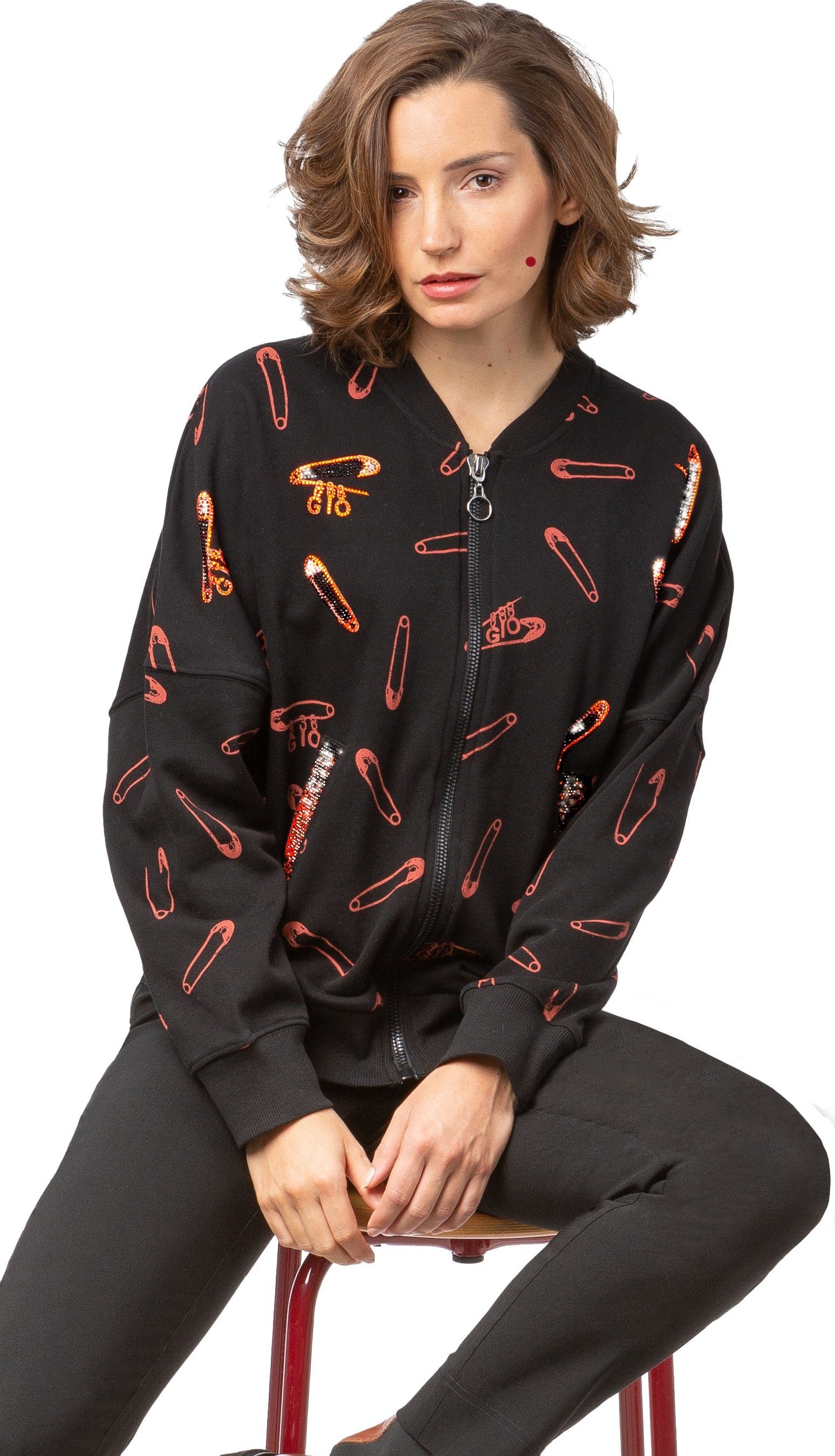 Gio Milano Sweatjacke G25-9102 bedruckte Sweatjacke günstig online kaufen