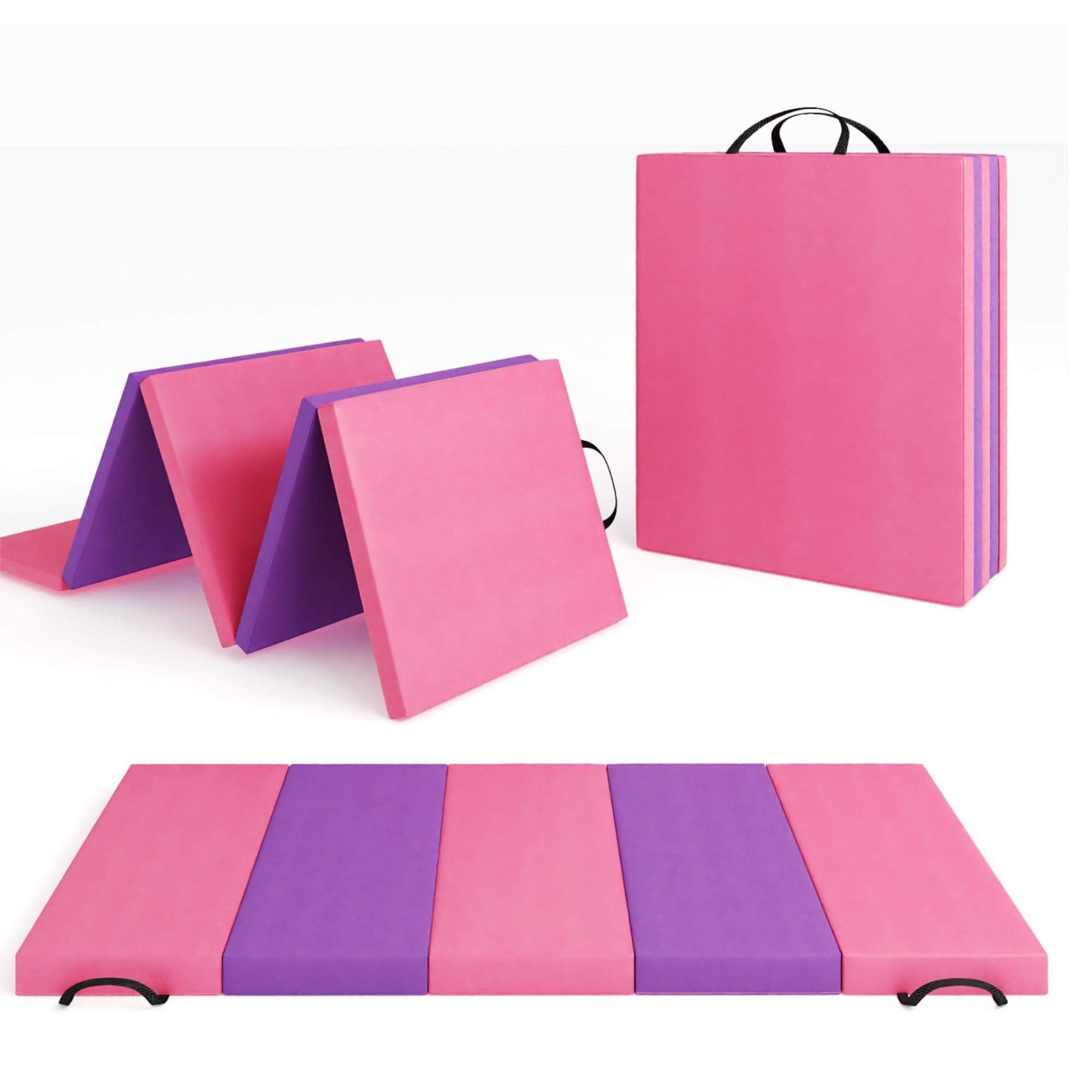 Gymnastikmatte Turnmatte, Fitnessmatte, Yogamatte aus Leder mit Tragegriffe, faltbar