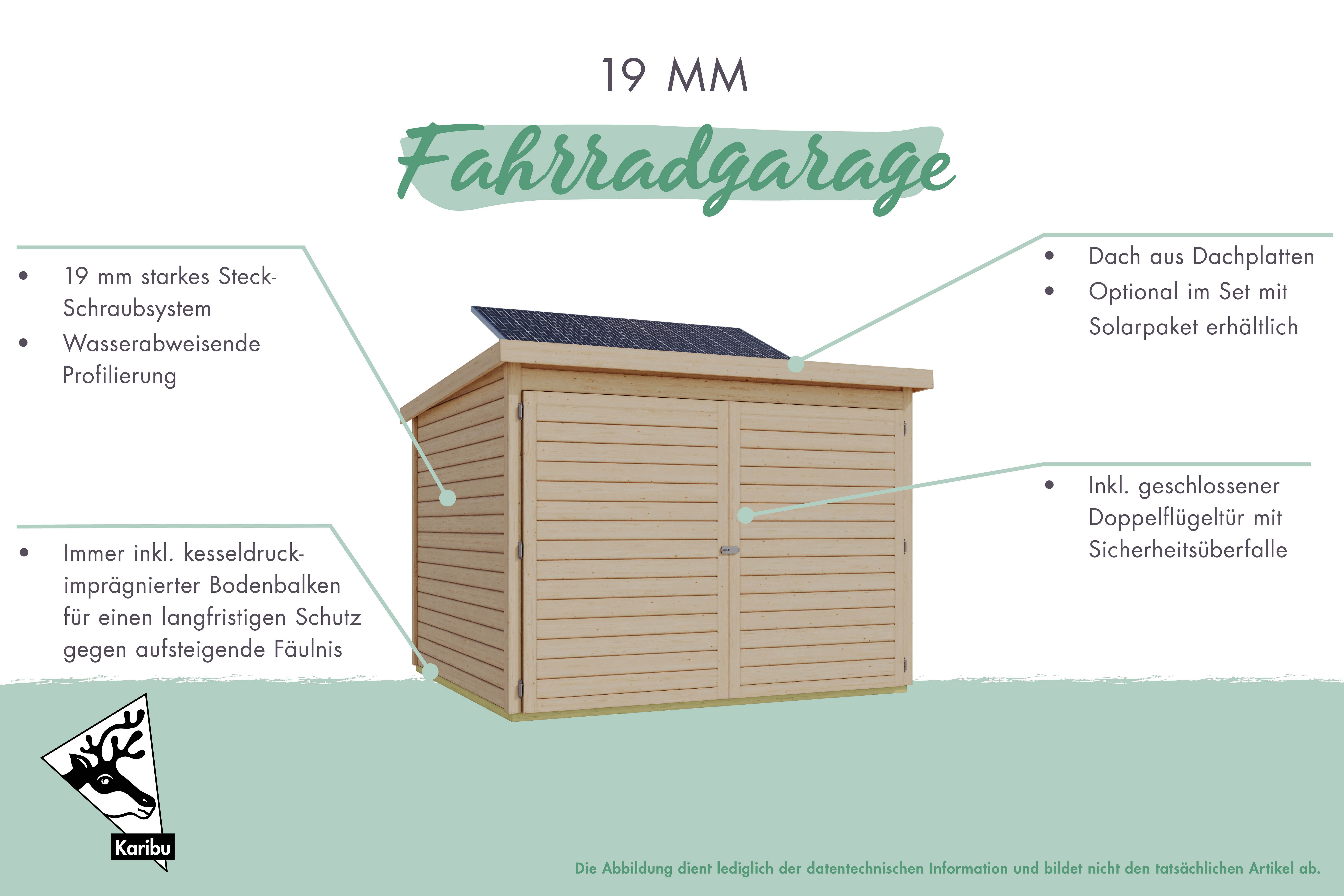 Karibu Fahrradbox Fahrradgarage mit Einschub und Halterung für bis zu 3 Fahrräder, Made in Germany, BxTxH: 162,5x216x167 cm