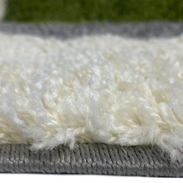 Teppich Flauschiger Shaggy-Teppich Hochflor mit Karomuster in grün grau creme, Carpetia, rechteckig, Höhe: 30 mm