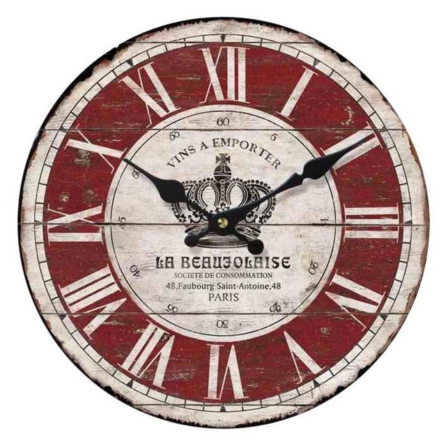 Home affaire Wanduhr »La Beaujolaise« (rund, Ø 34 cm, römische Ziffern, dekorativ in Küche & Wohnzimmer)-Otto