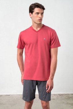 Vamp Schlafanzug UOMO di VAMP (Set, 2 tlg., Set) Herren Schlafanzug Pyjama Shorty Baumwolle V-Ausschnitt