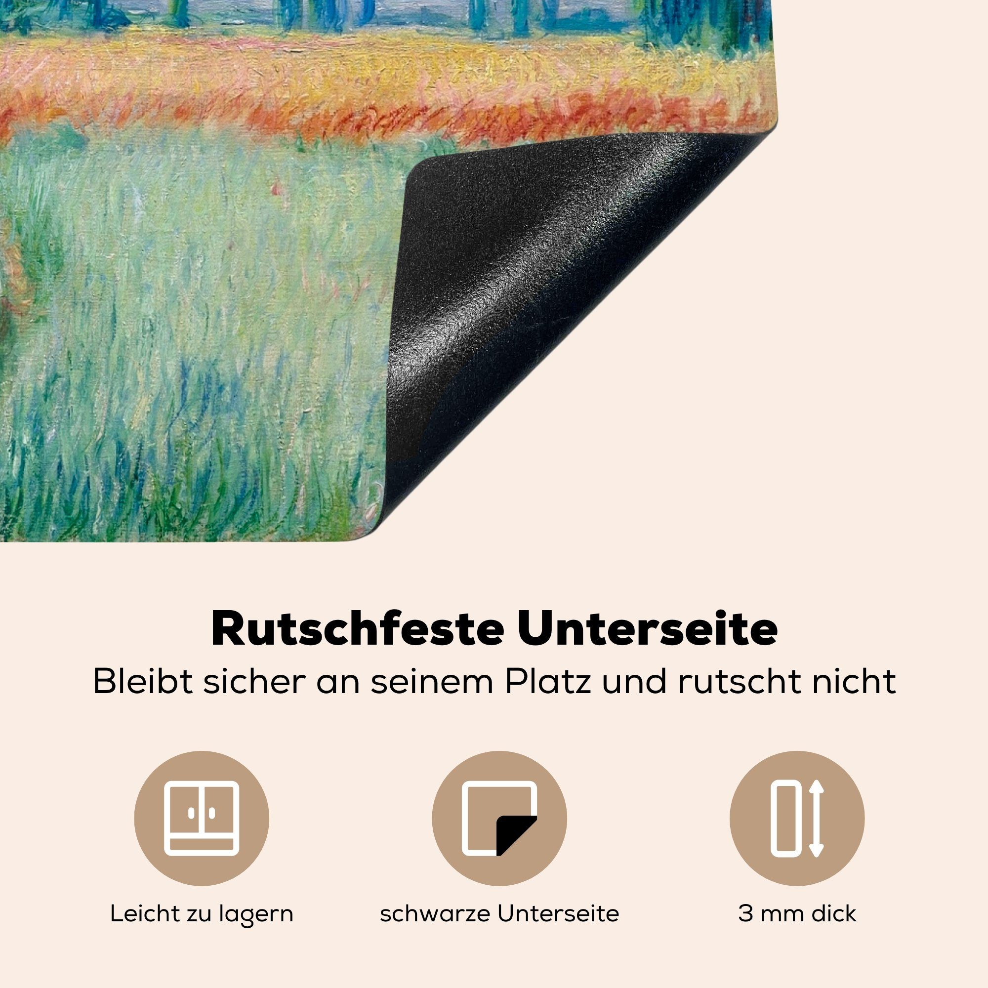 59x52 tlg), Gemälde Induktionsmatte - (1 Weizenfeld von MuchoWow Claude Das cm, für Monet, küche, Vinyl, Herdblende-/Abdeckplatte Ceranfeldabdeckung die
