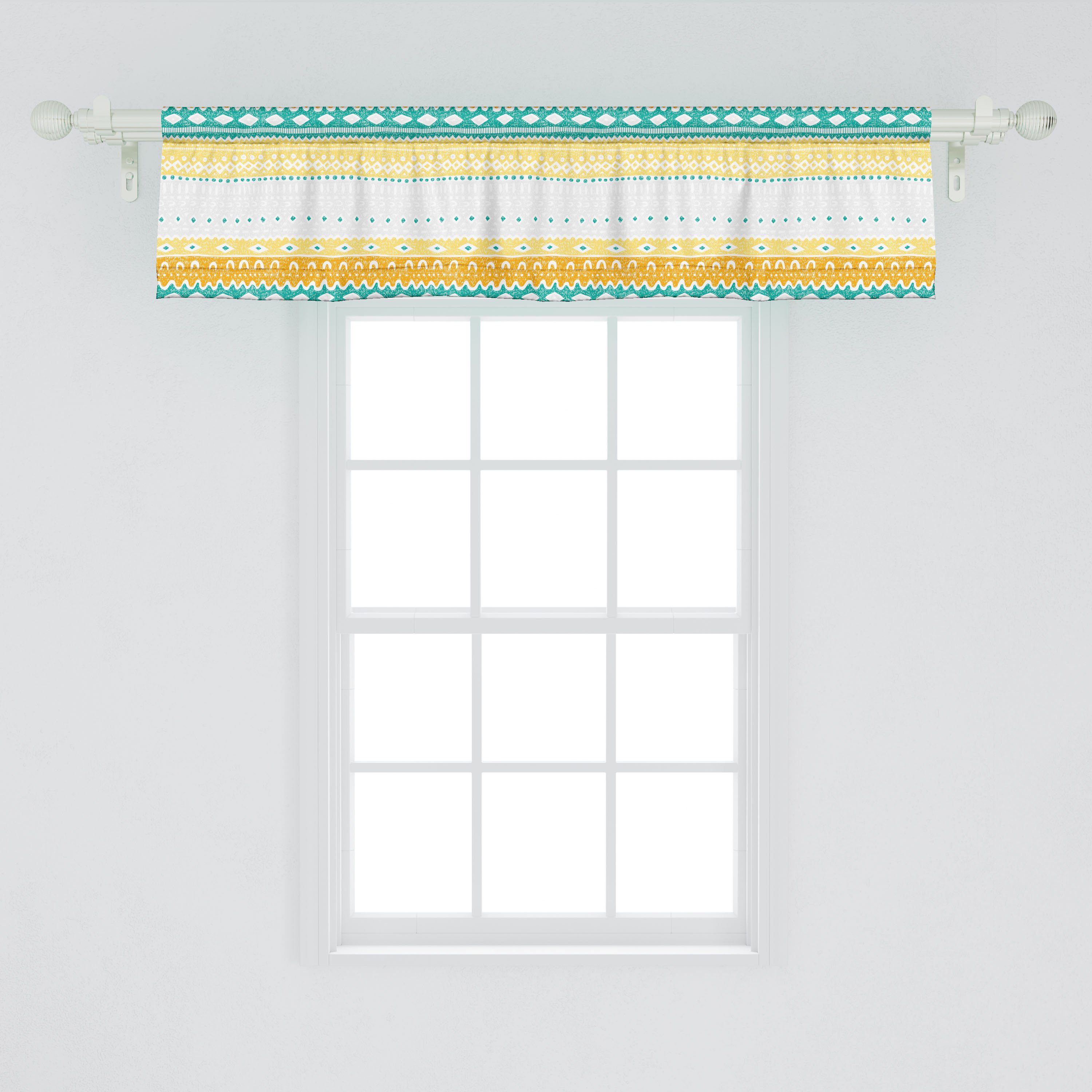 Scheibengardine Vorhang Pastell gezeichnet Volant Schlafzimmer mit Stangentasche, für Dekor Tribal Motive Abakuhaus, Küche Microfaser, Hand