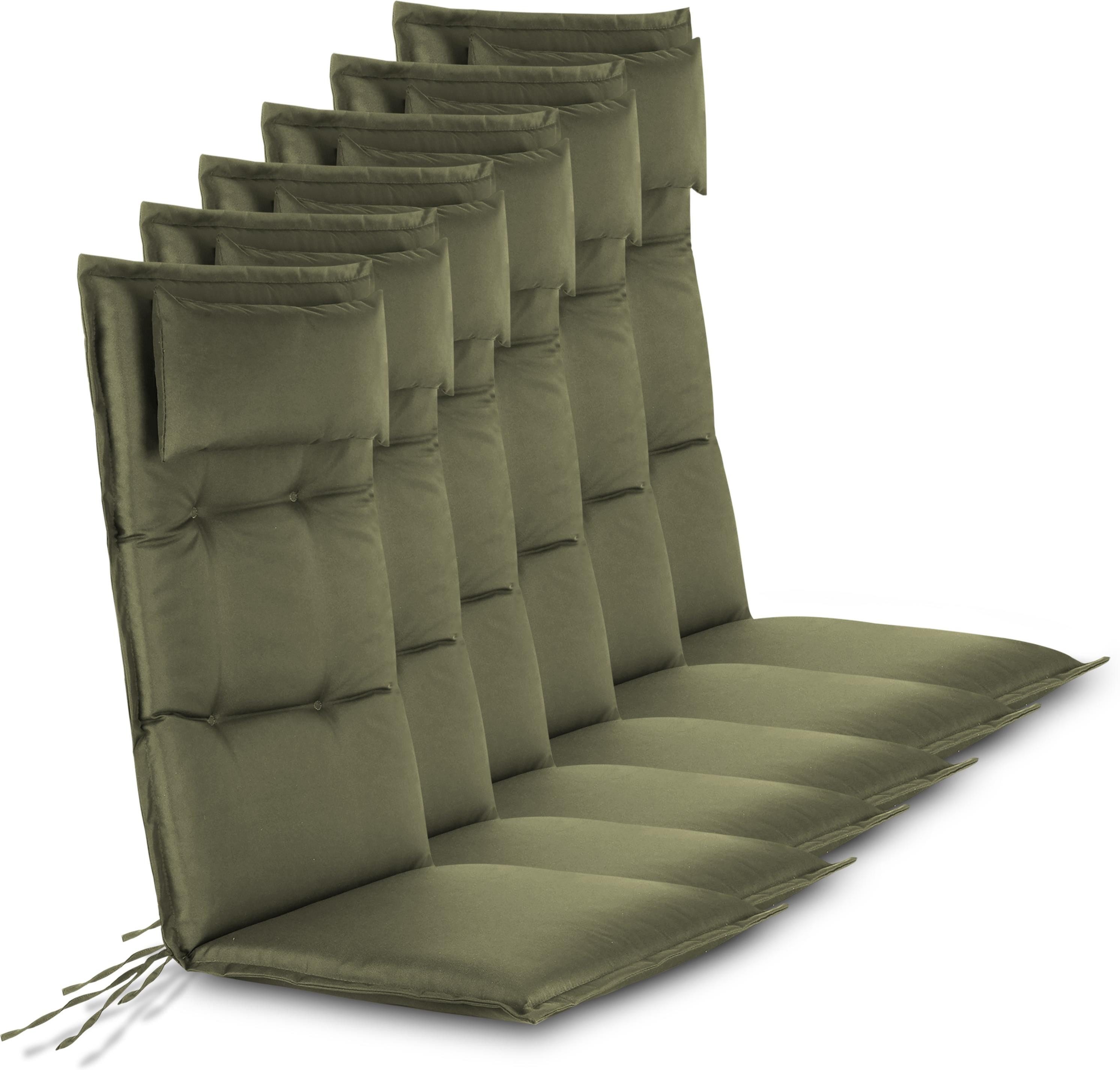 Aspero Hochlehnerauflage 6 Premium Hochlehner Stuhlauflagen, (Set), Wasserdicht