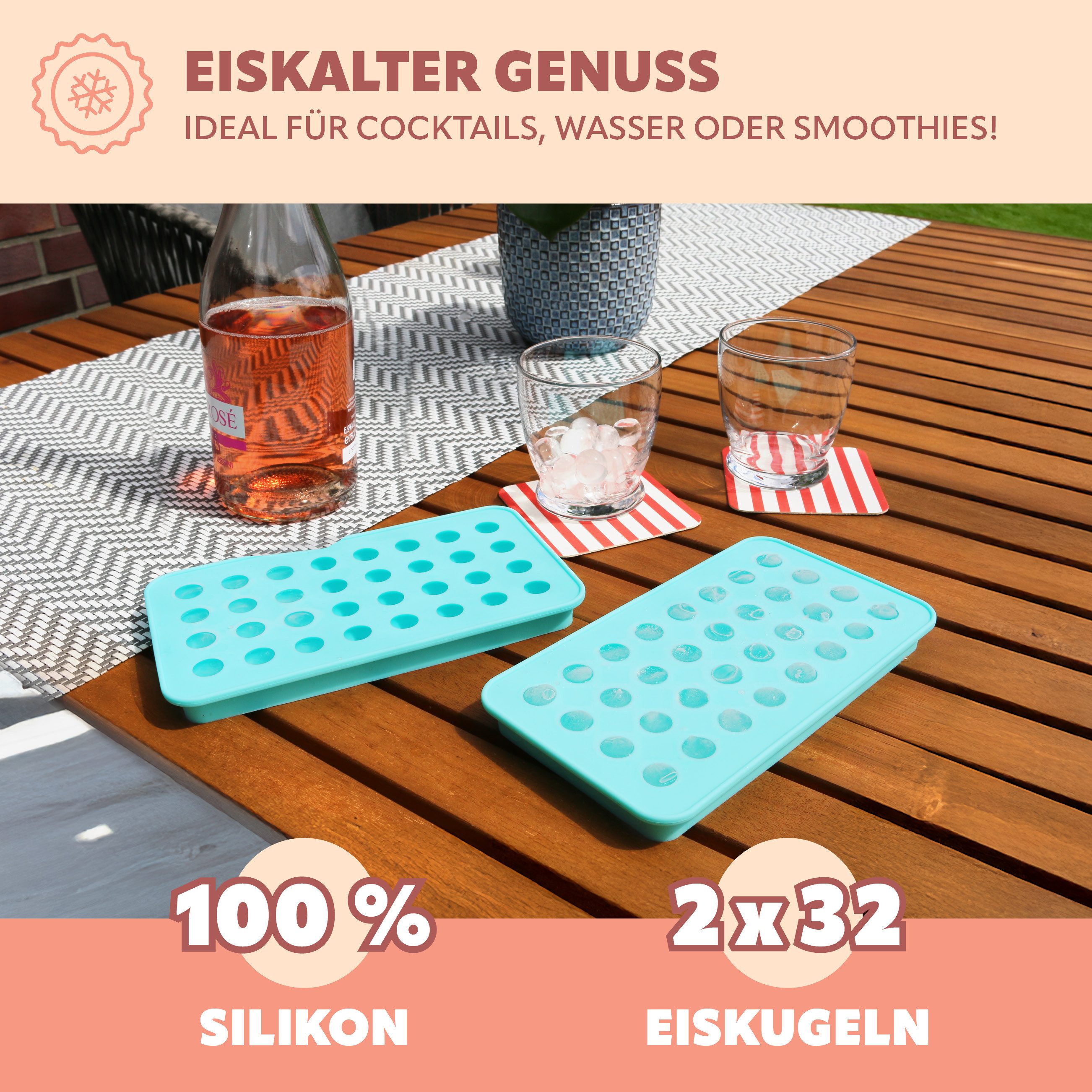 bremermann Eiswürfelform 32er Silikon-Eiskugelform, 2er-Set, (2-tlg)