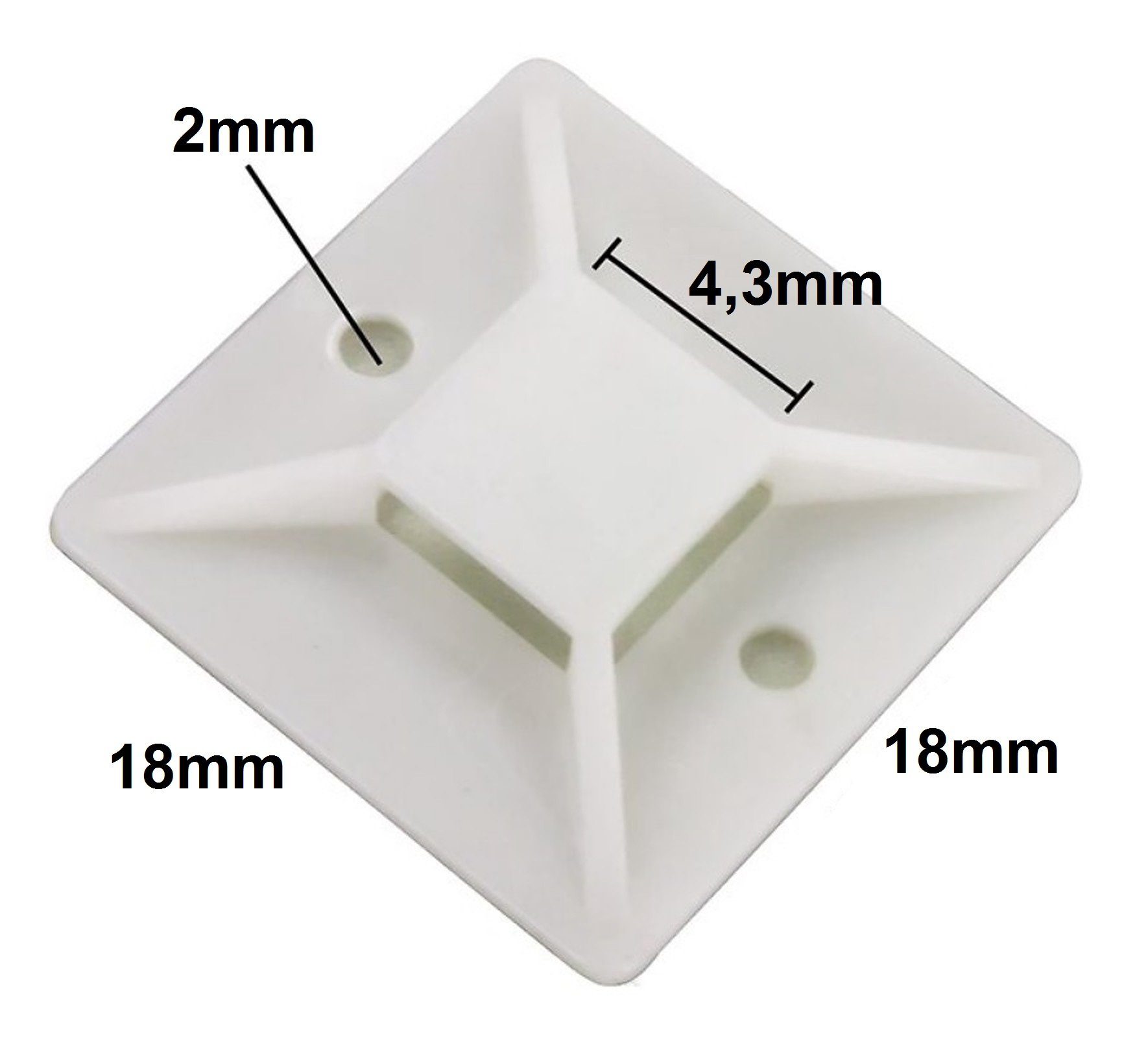 BAYLI Isolierband 40er Set Klebesockel für Kabelbinder Weiß 18 x 18 mm - 40 Stück Befes