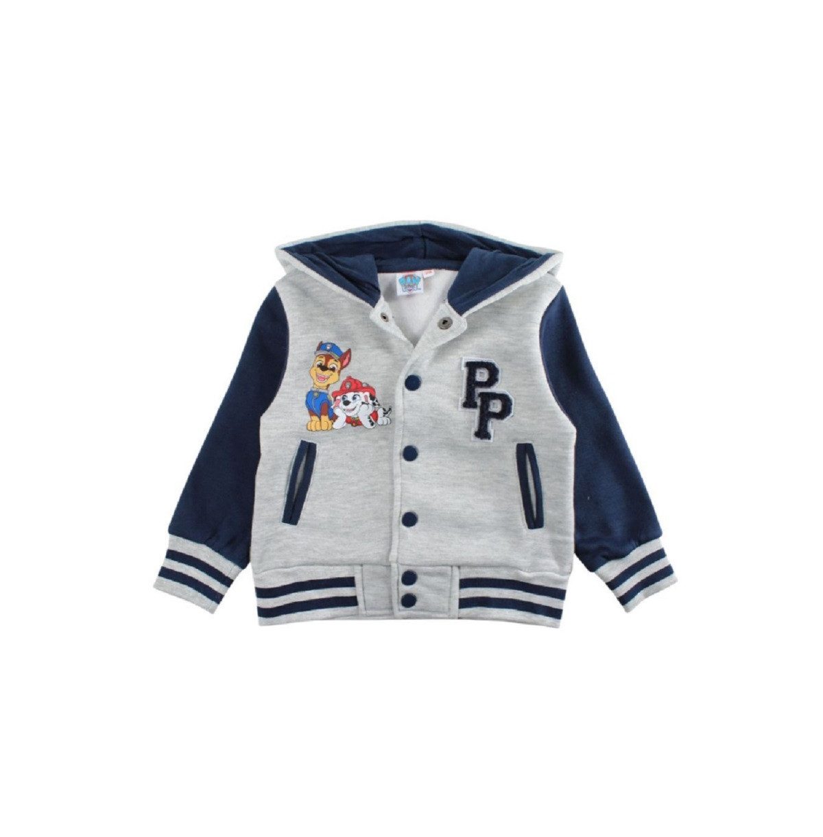 PAW PATROL Sweatjacke Kapuzenjacke für Jungen College-Jacke mit Knöpfen
