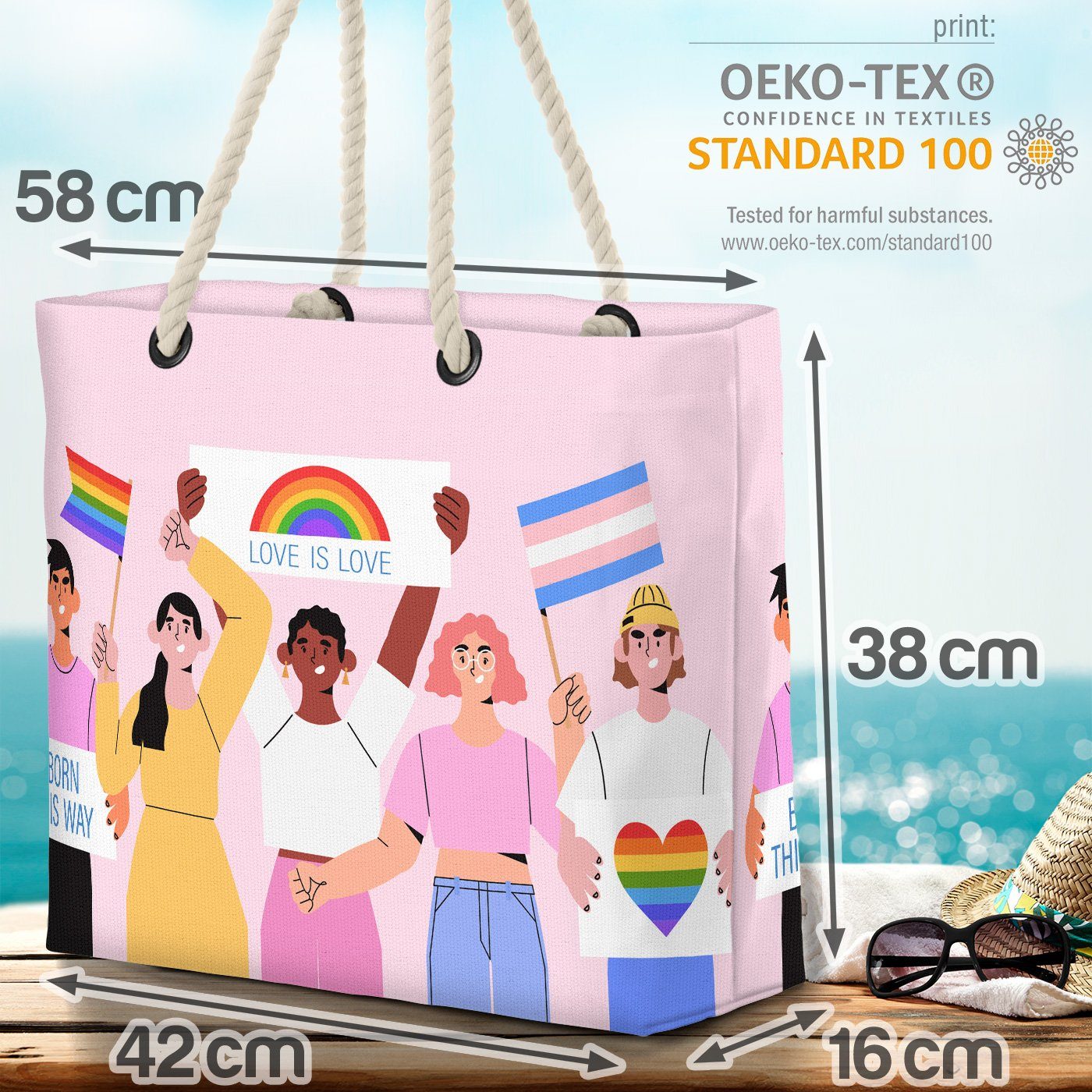 flag (1-tlg), Pride people of Cartoon Gay colour VOID pride LGBTQ Menschen Flaggen Strandtasche