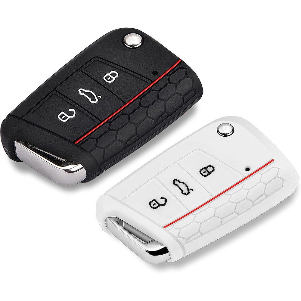 TUABUR Schlüsselanhänger Set 2x VW Golf 7 Schlüsselhülle, Schwarz/Weiß (1-tlg) | Schlüsselanhänger