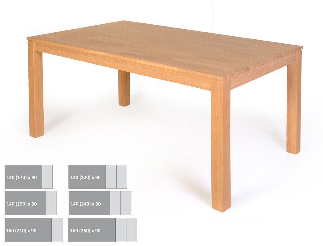 1XL, Tischgruppe, Tisch Stühle massiv Kaiman Spar-Set, + cm fango (komplette expendio Kaja Kernbuche 7-tlg), 140(190)x90x75 Karlo Essgruppe