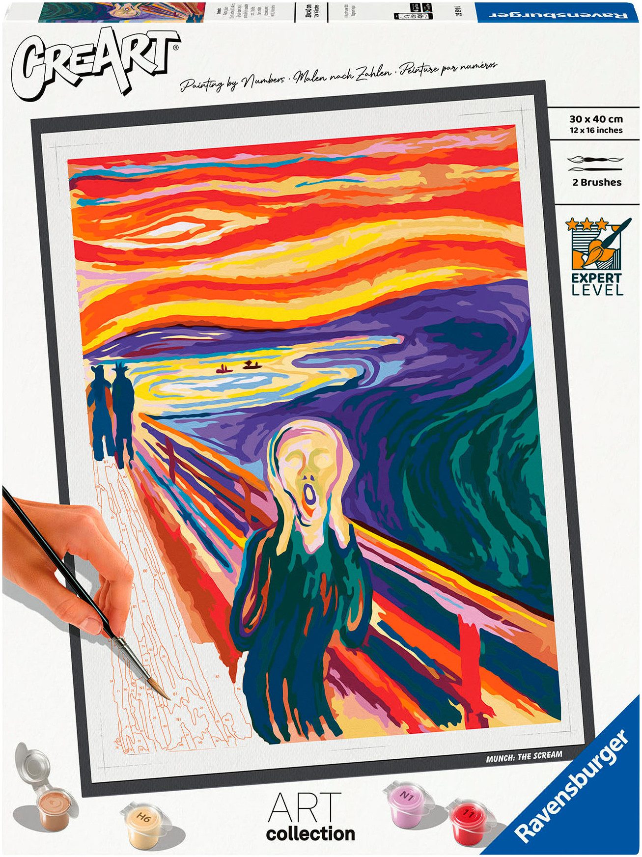 Ravensburger Раскрась по номерам CreArt, ART Collection, Munch-Schrei, für Erwachsene; Made in Europe