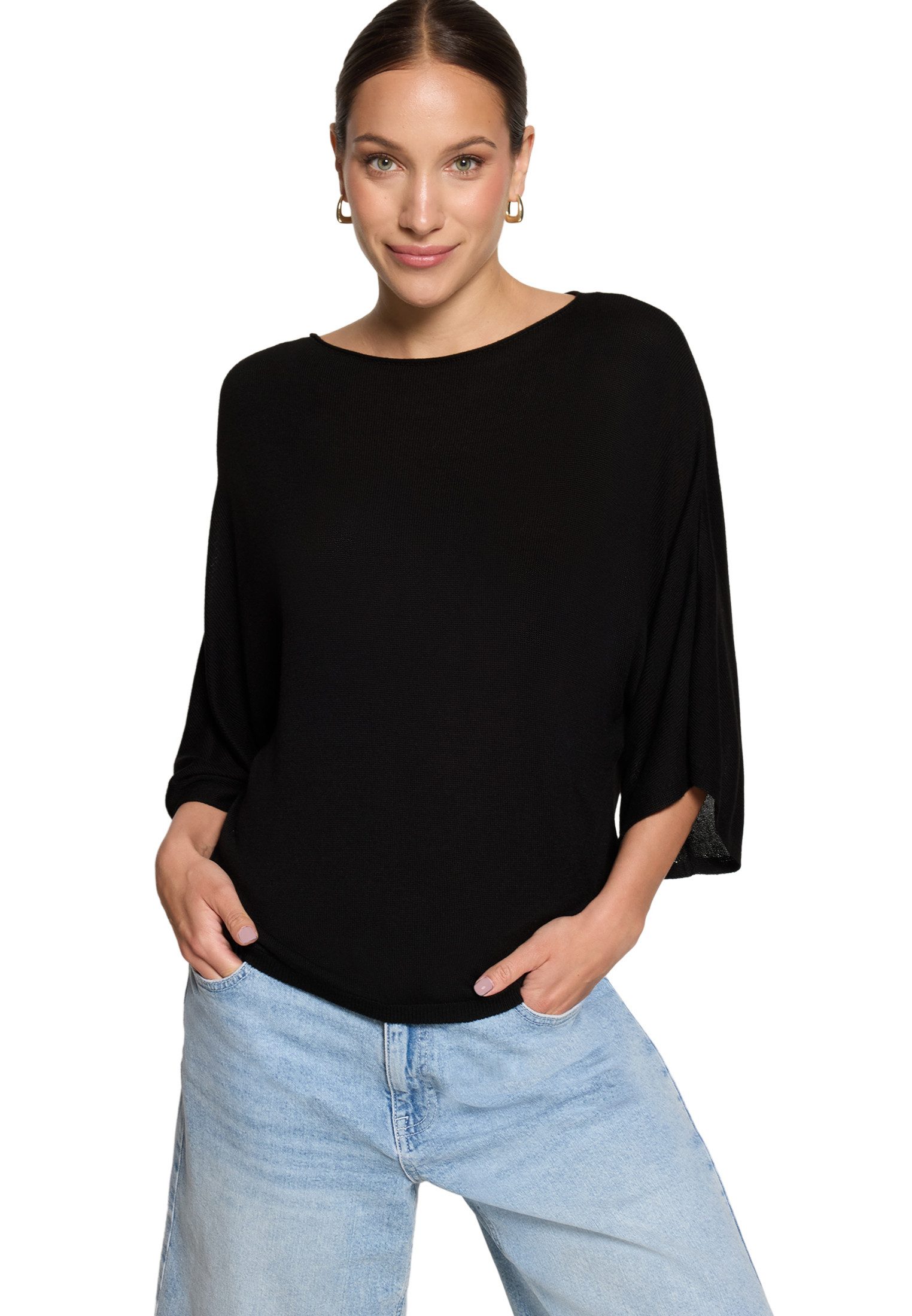 Kurzarmshirt Damen mit Fledermausärmeln