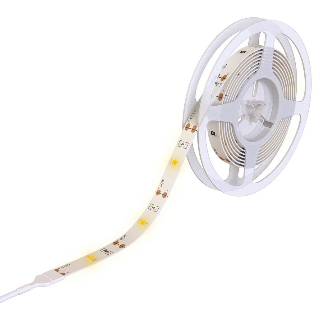 Band Selbstklebend LED - LED Schrankleuchte Weiß integriert, 1m Lichtleiste Batterie Neutralweiß, Lichterkette fest B.K.Licht Silikonbeschichtung Bewegungsmelder BKL1185, LED