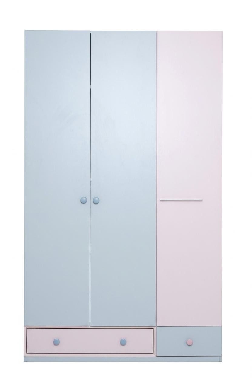 Xlmoebel Kleiderschrank Grau-rosa Kleiderschrank aus Holz für modernes Jugendzimmer