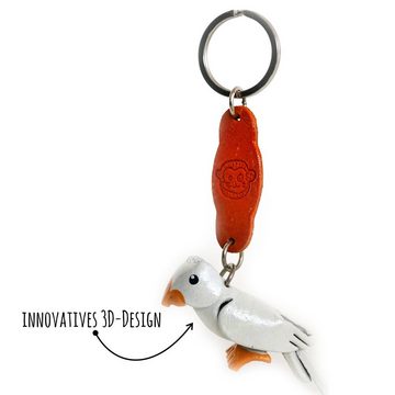 Monkimau Schlüsselanhänger Papagei Schlüsselanhänger Leder Tier Figur (Packung)