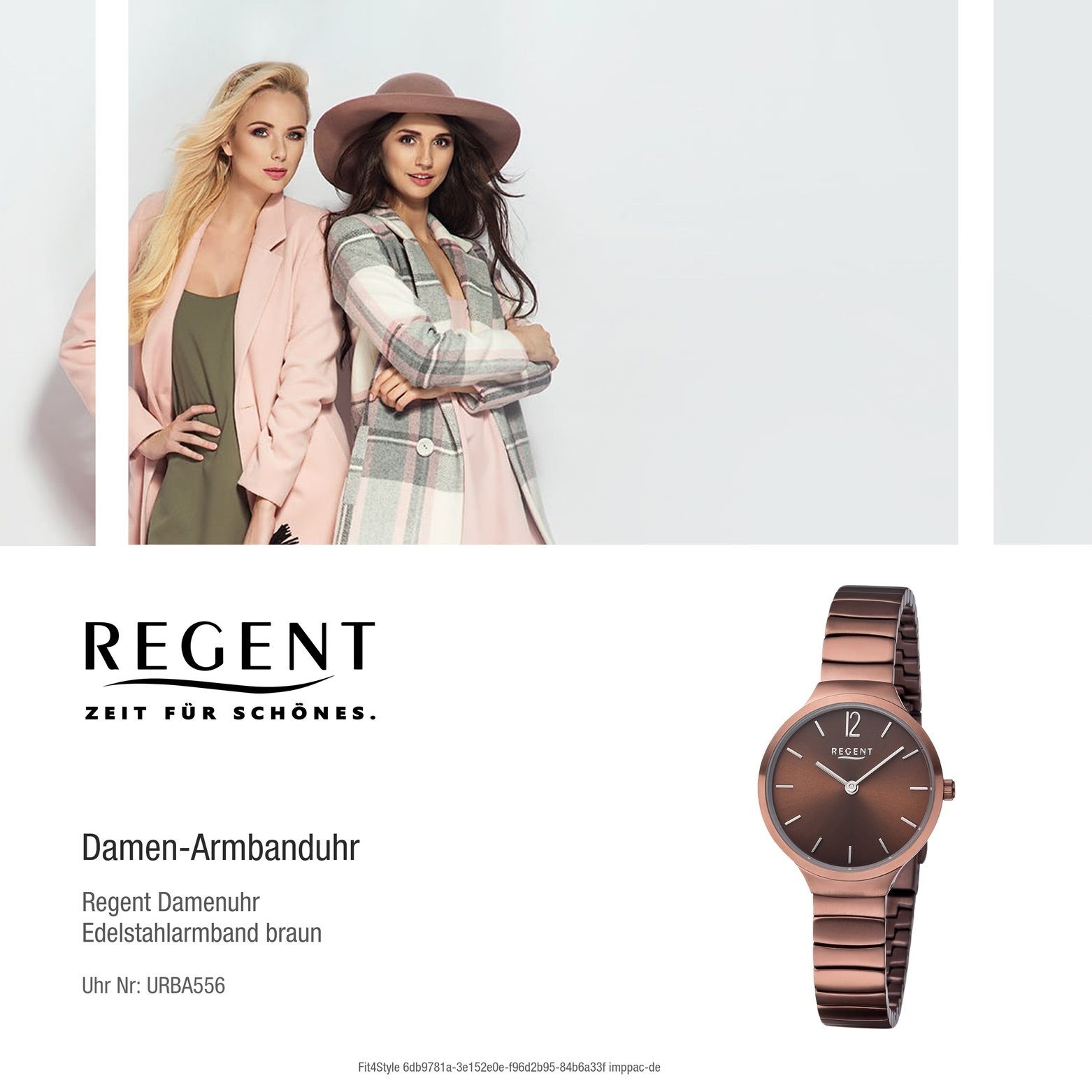 Regent Quarzuhr klein Edelstahl, rund, Damen Uhr Edelstahlarmband (ca. BA-556 30mm), Quarz Damen Regent Armbanduhr