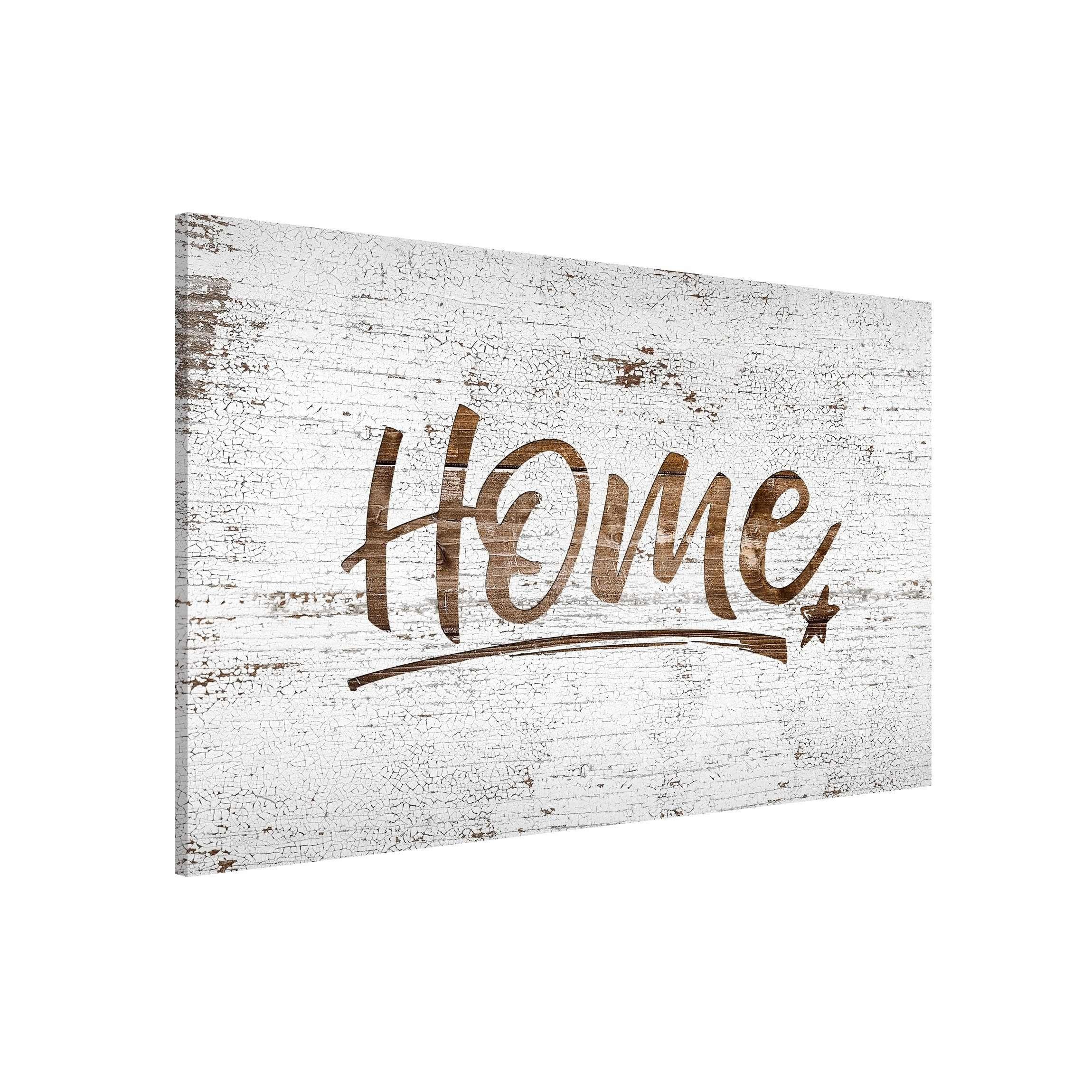 Bilderdepot24 Magnettafel Küche grau Home Shabby Holzoptik, (1-tlg., Magnetboard Pinnwand für die Wand - metallische Tafel für Magnete), Magnetwand groß mit Motiv Büro Memoboard magnetisch Querformat