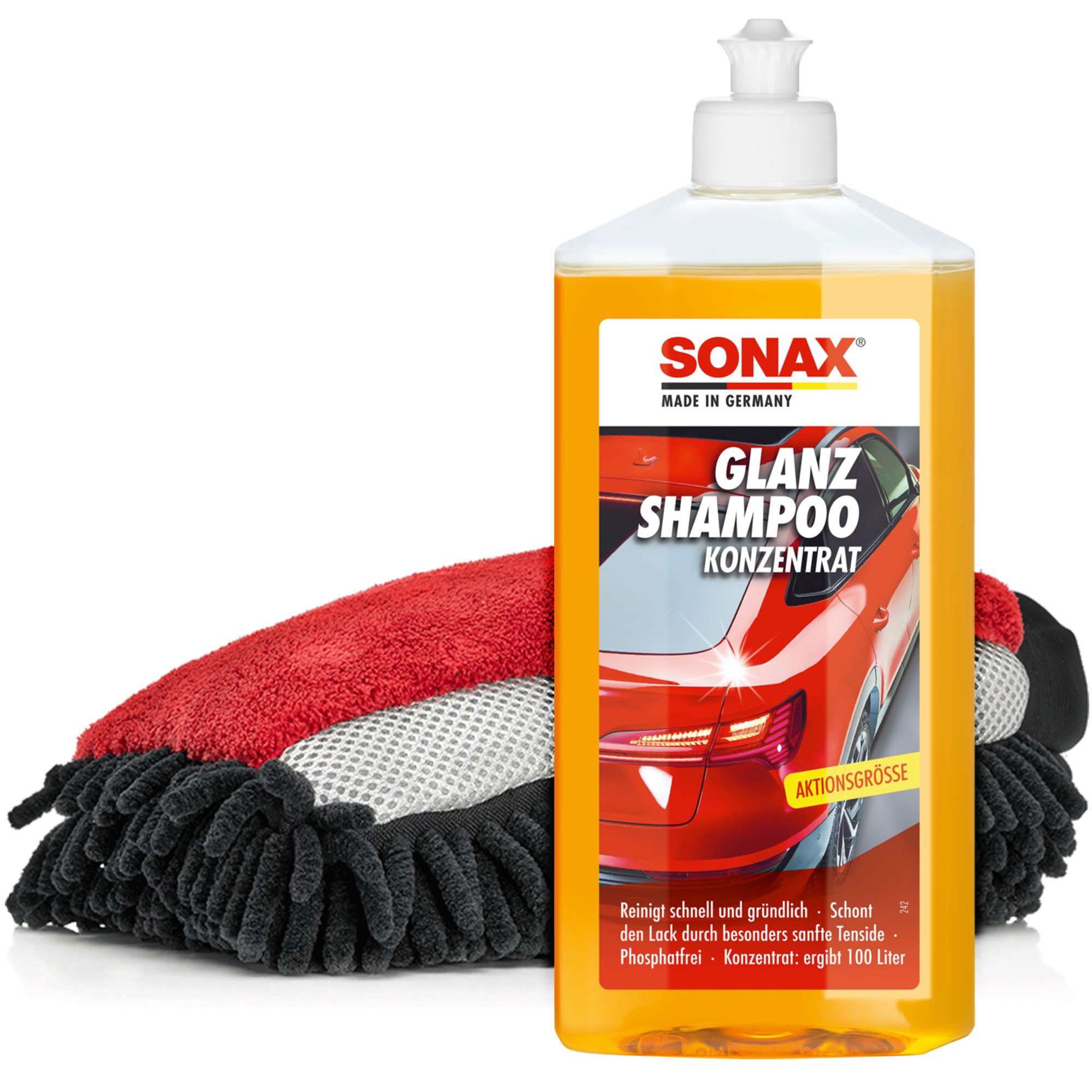 detailmate Sonax Glanz Shampoo Waschset #4 mit Waschhandschuh 500ml Auto-Reinigungsmittel (Basic, [- Autoshampoo mit Zubehör)