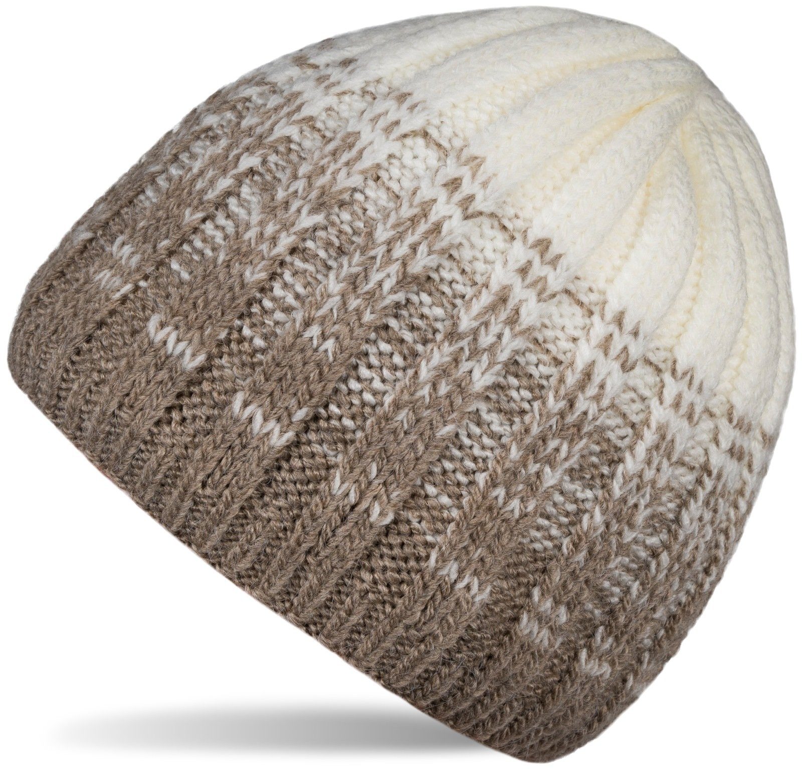 Farbverlauf Strickmütze (1-St) mit Thermo-Fleece styleBREAKER Strickmütze Braun-Creme