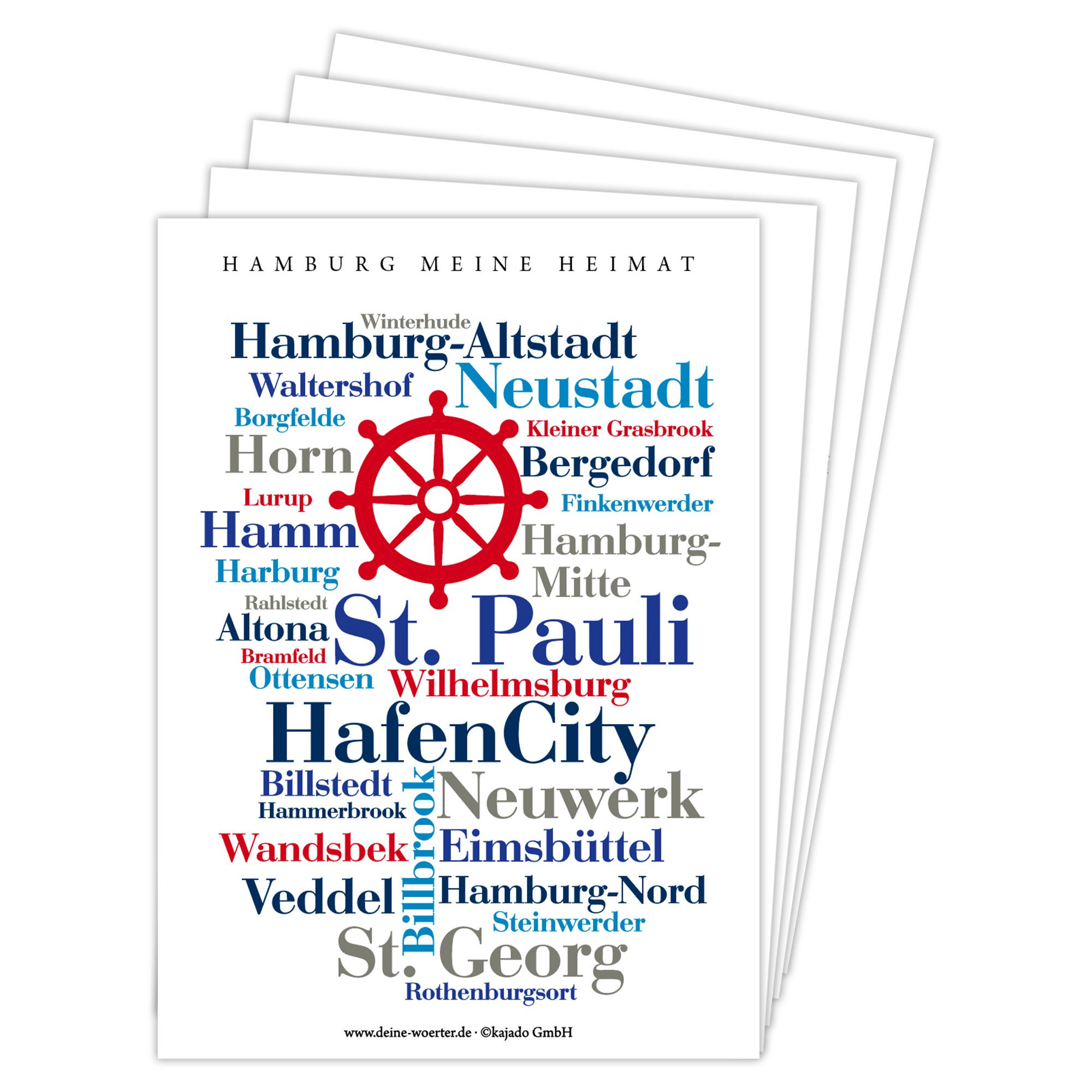 Deine Wörter Grußkarten Hamburg meine Heimat Postkartenset, 5 Karten, DIN A6