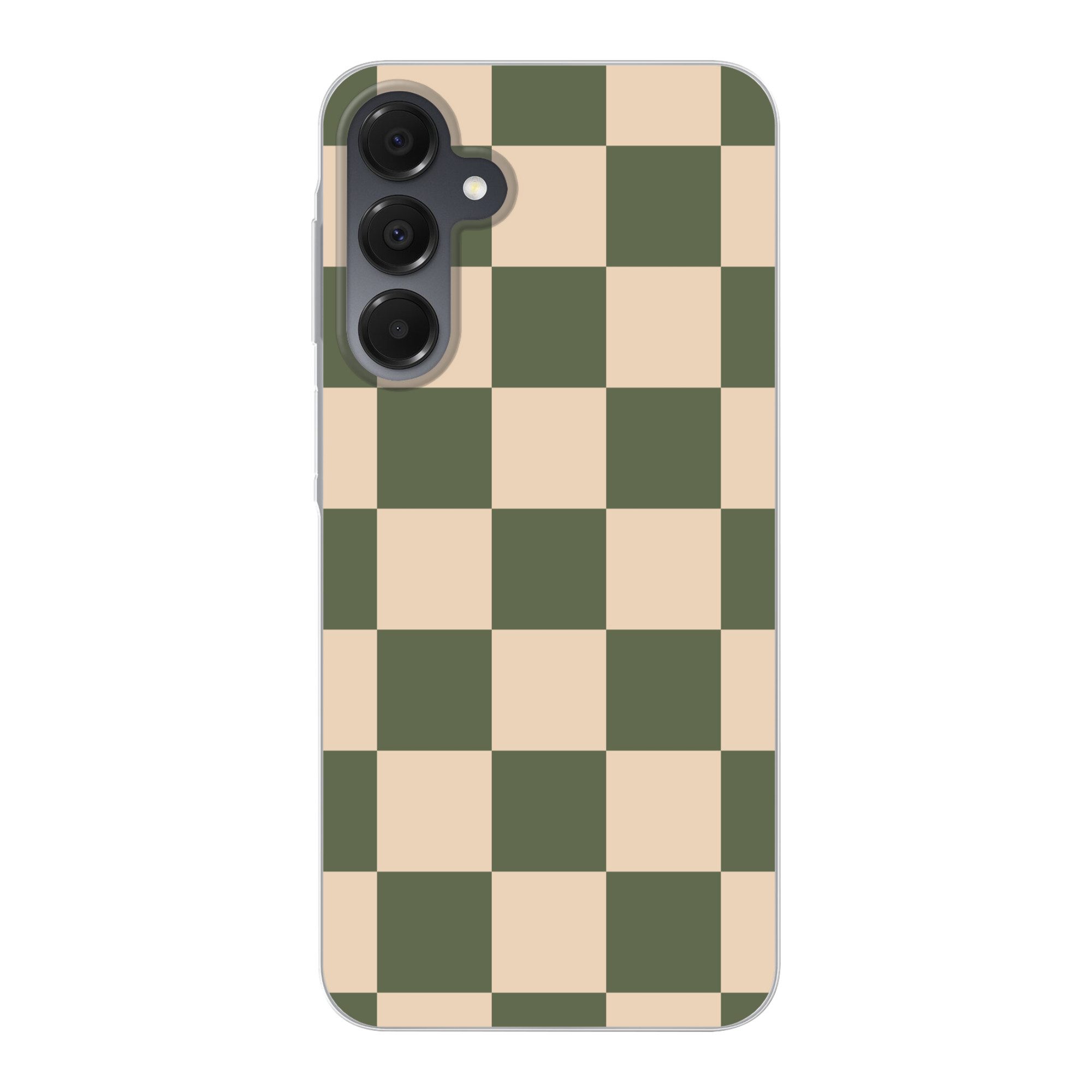 MuchoWow Handyhülle für Samsung Galaxy A16 Schachbrettmuster - Grün - Beige - Blöcke, Handy Case, Silikon, Bumper Case Dünn