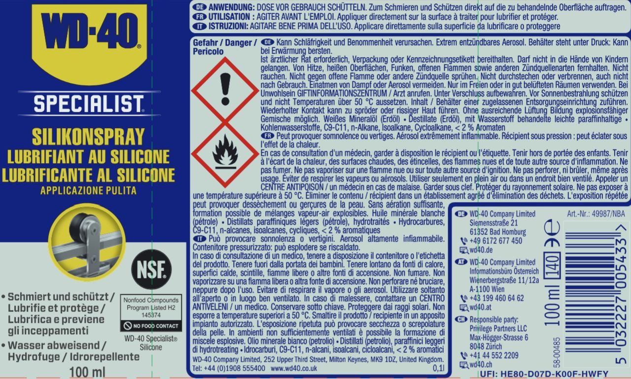 WD-40 Schmierfett WD-40 Specialist Silikonspray 100ml