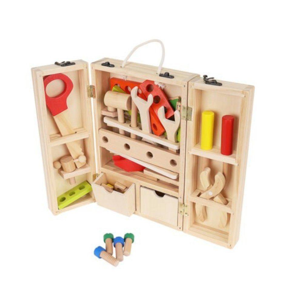 Werkzeugkoffer Kinder Aus Holz - Lernspielzeug Mit Werkzeug Für Kleine Handwerker