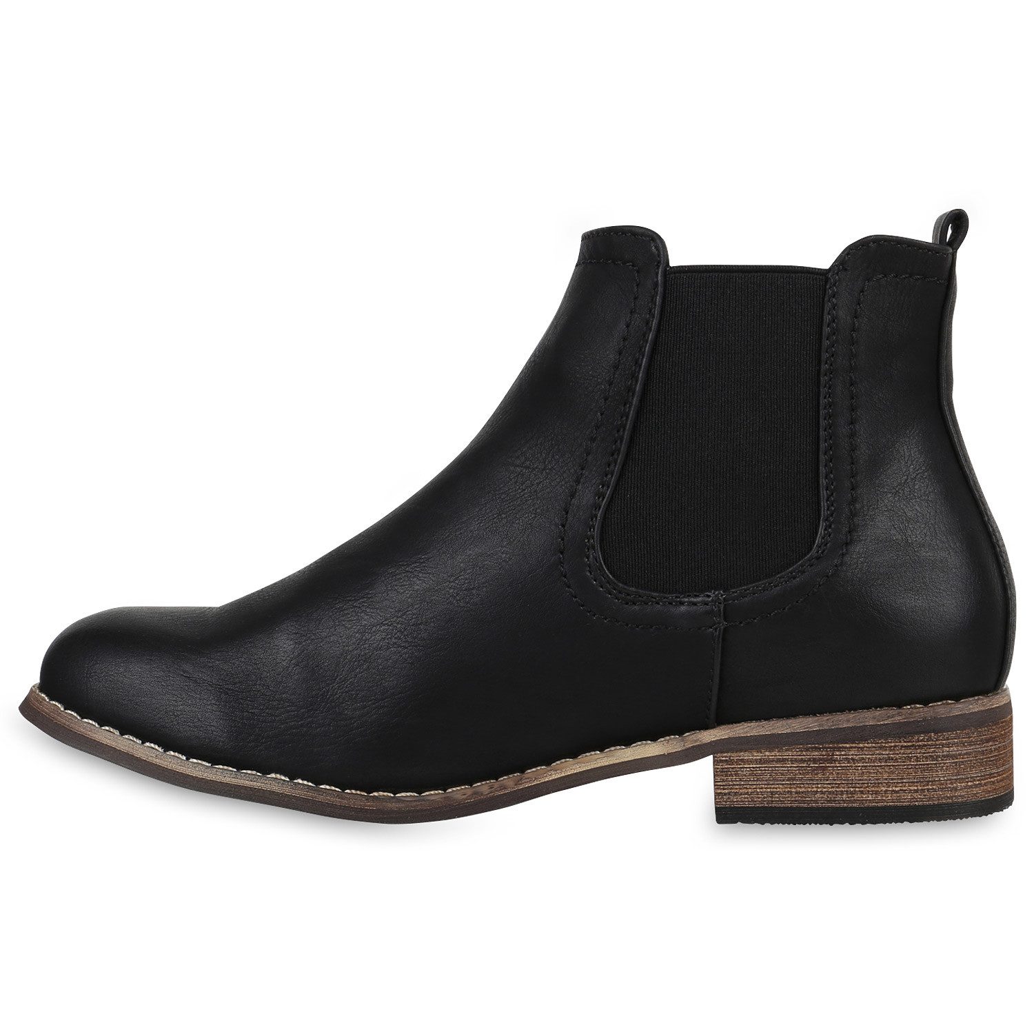 VAN HILL 811822 Chelseaboots Gefütterte Damen Chelsea Boots Leder-Optik Stiefeletten
