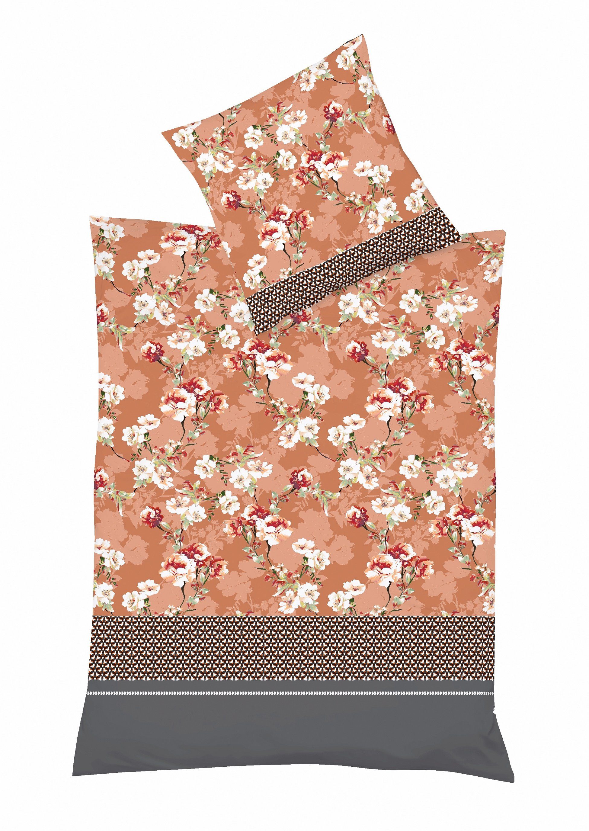 Bettwäsche Fleuresse Aspen Biber Bettwäsche 155x220 Rosen Streifen