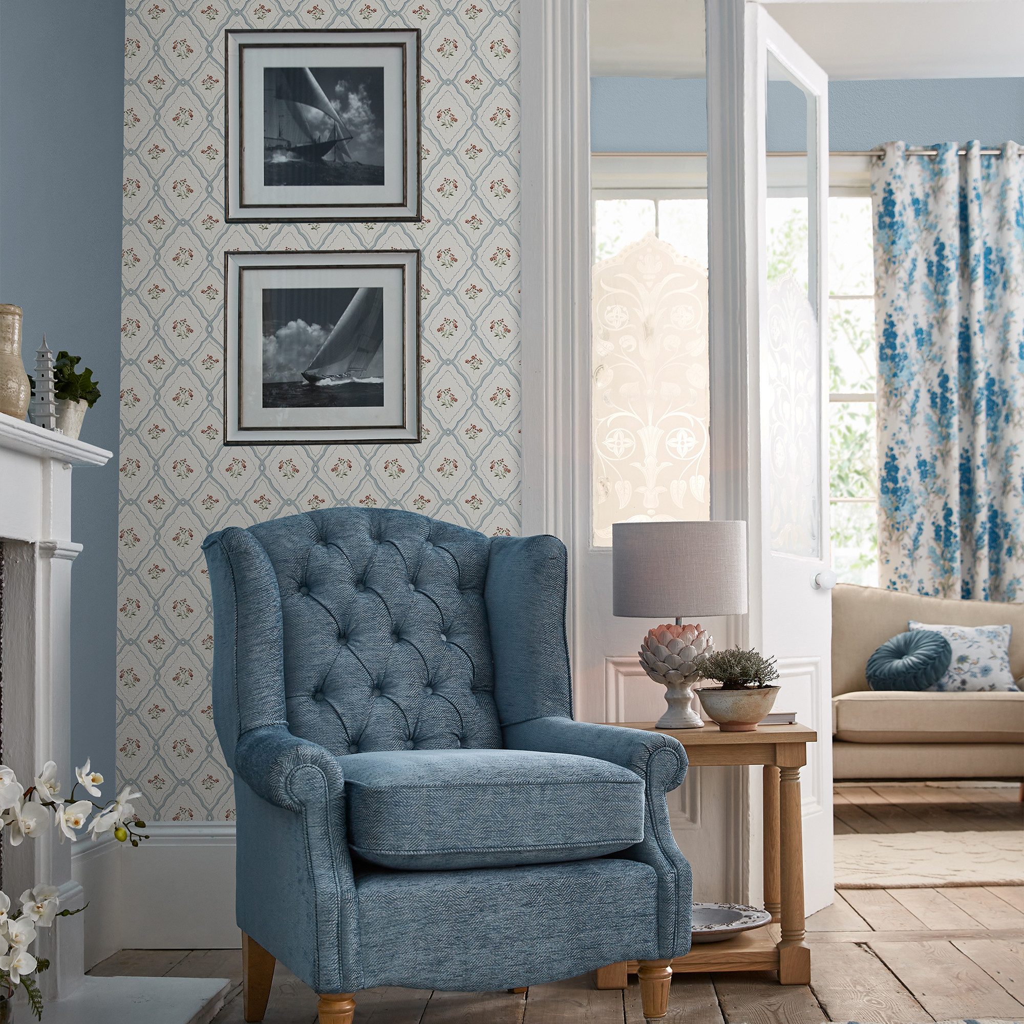 LAURA ASHLEY Vliestapete Pinford Trellis, glatt, günstig online kaufen